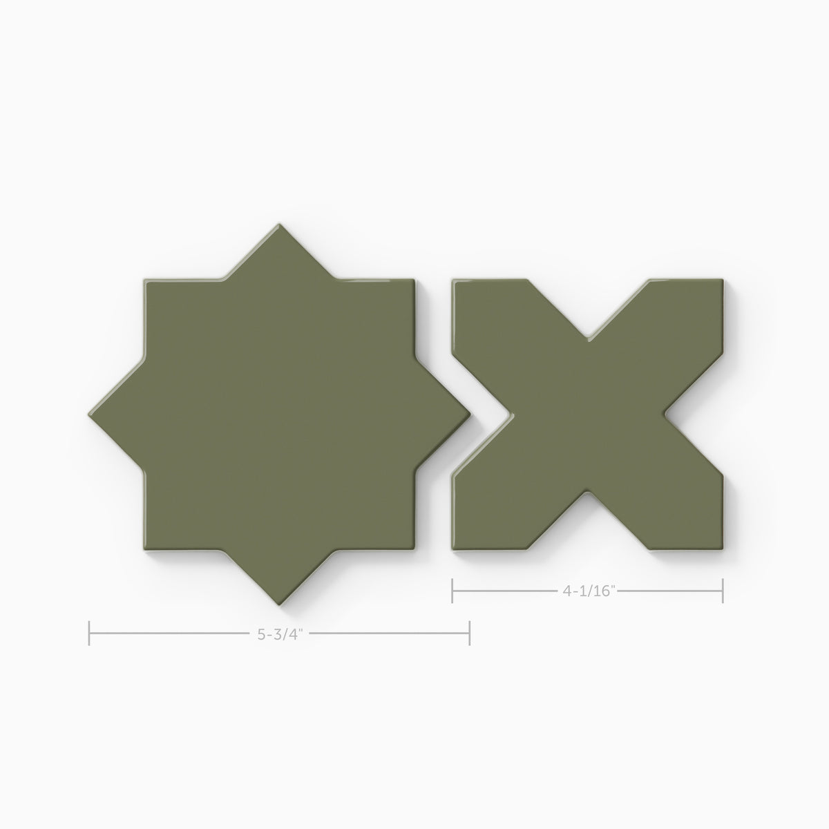 Mini Star & Cross Original Ceramic Tile in Peabody Gloss