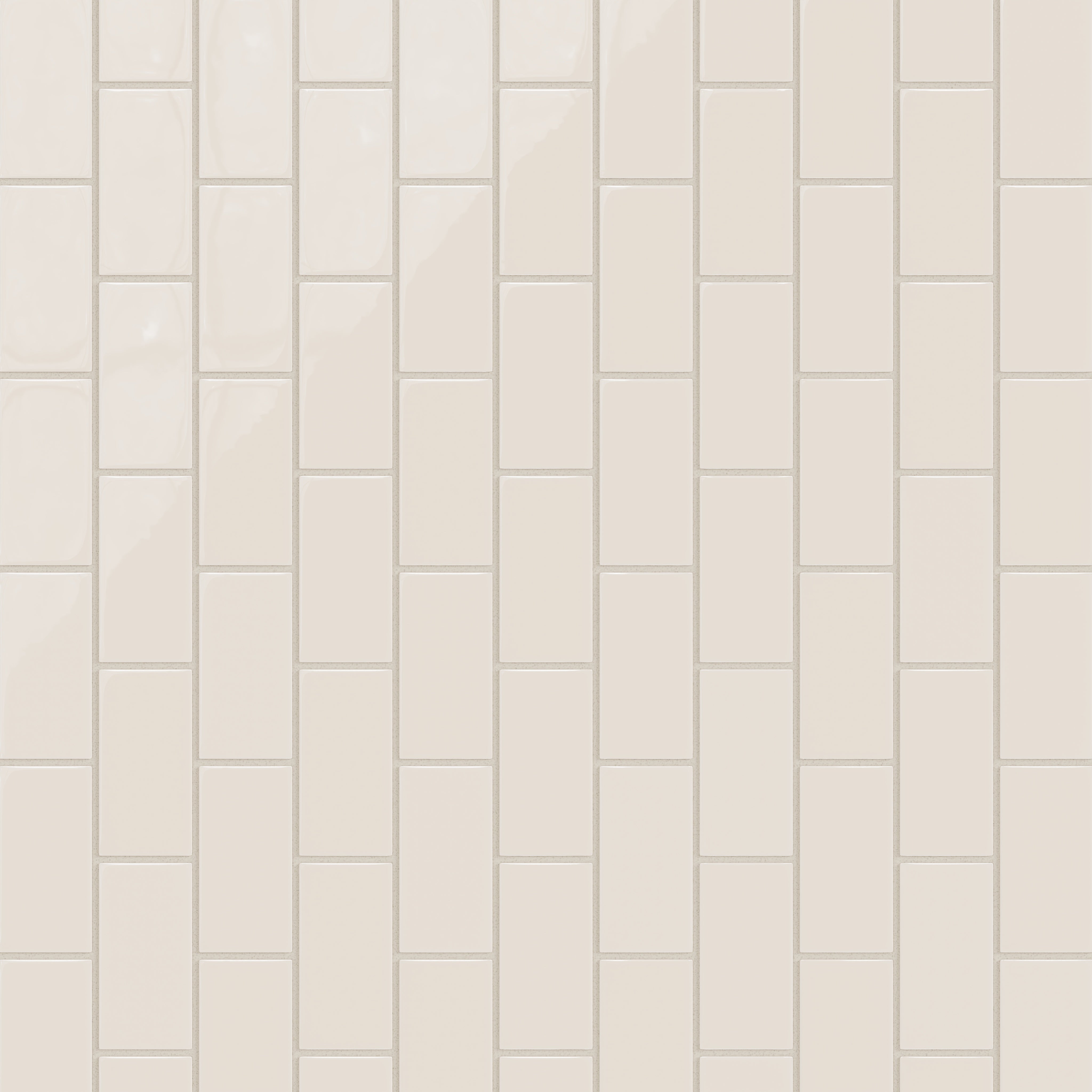 2x4 Half Offset Sheeted Natural Press Ceramic Mosaic Tile in Pearl Gloss