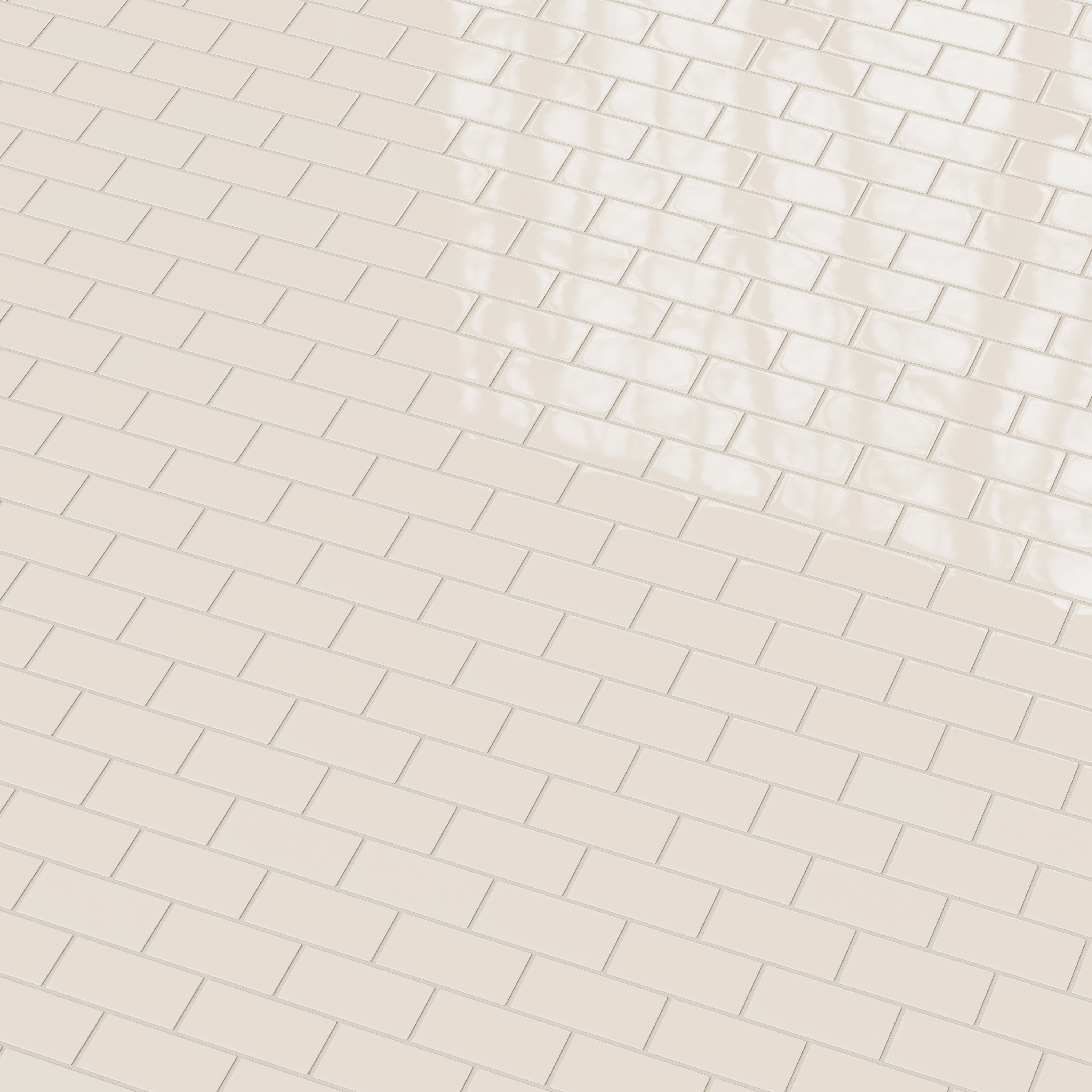 2x4 Half Offset Sheeted Natural Press Ceramic Mosaic Tile in Pearl Gloss