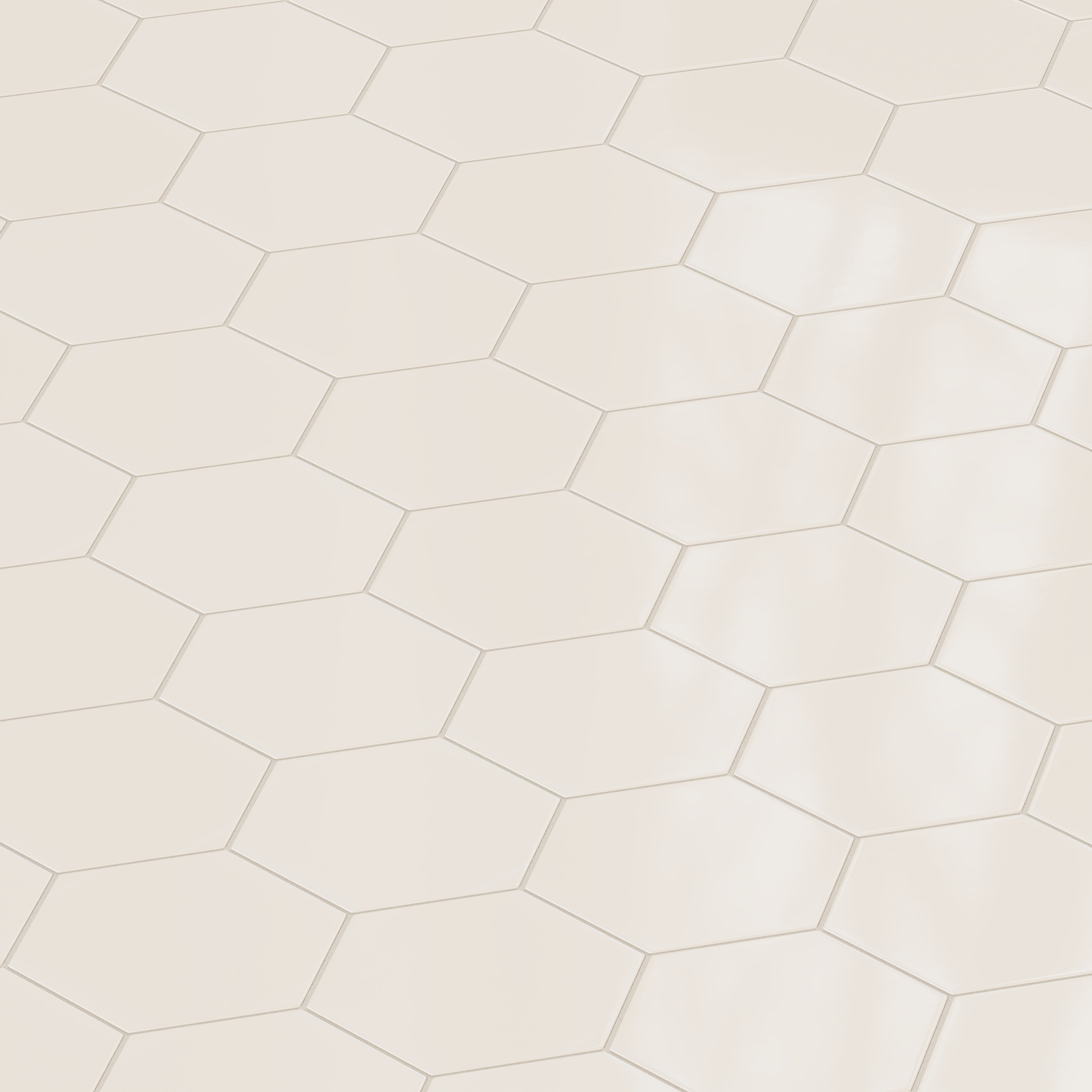 8" Hexagon Natural Press Ceramic Tile in Pearl Gloss