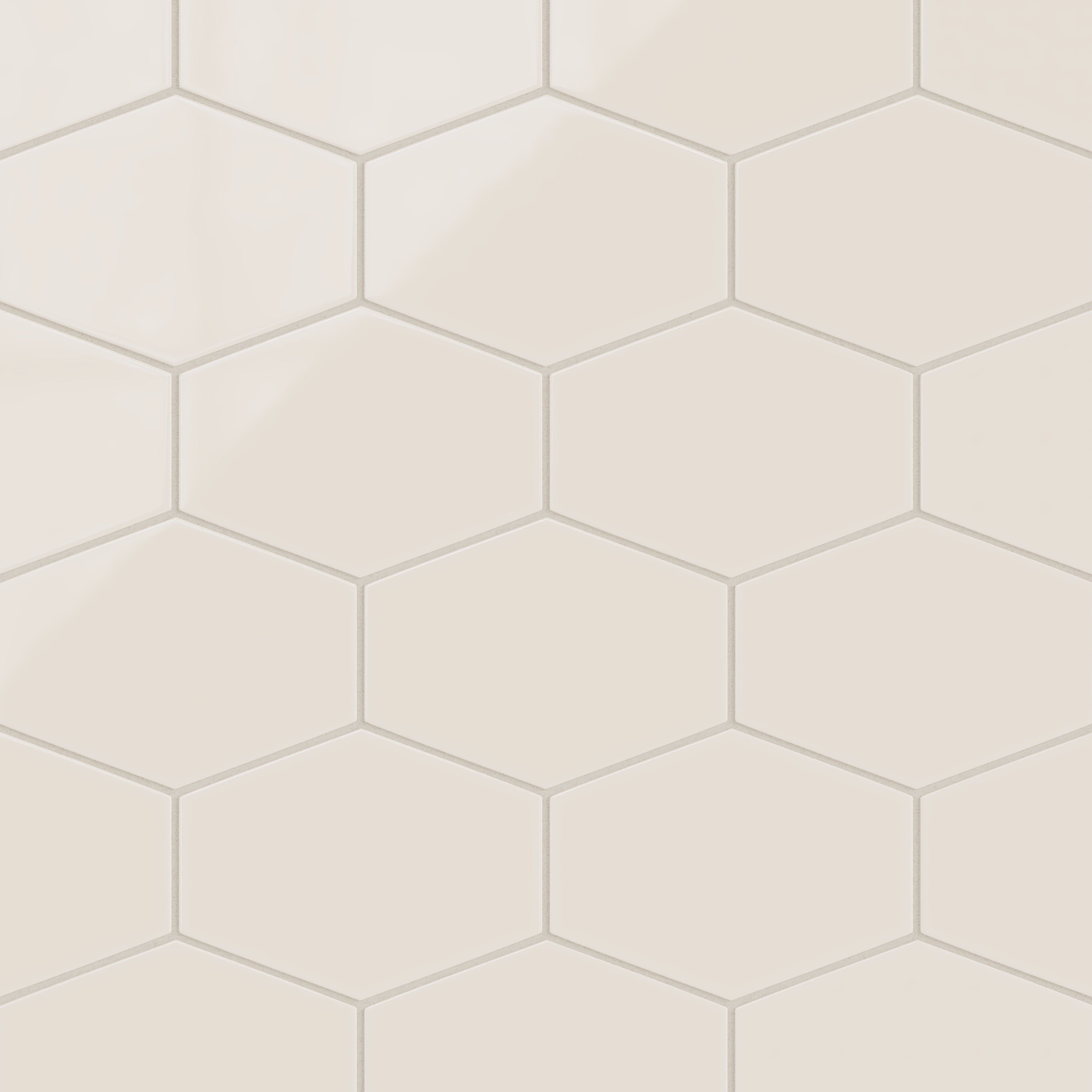 Elongated Hexagon Natural Press Ceramic Tile in Pearl Gloss