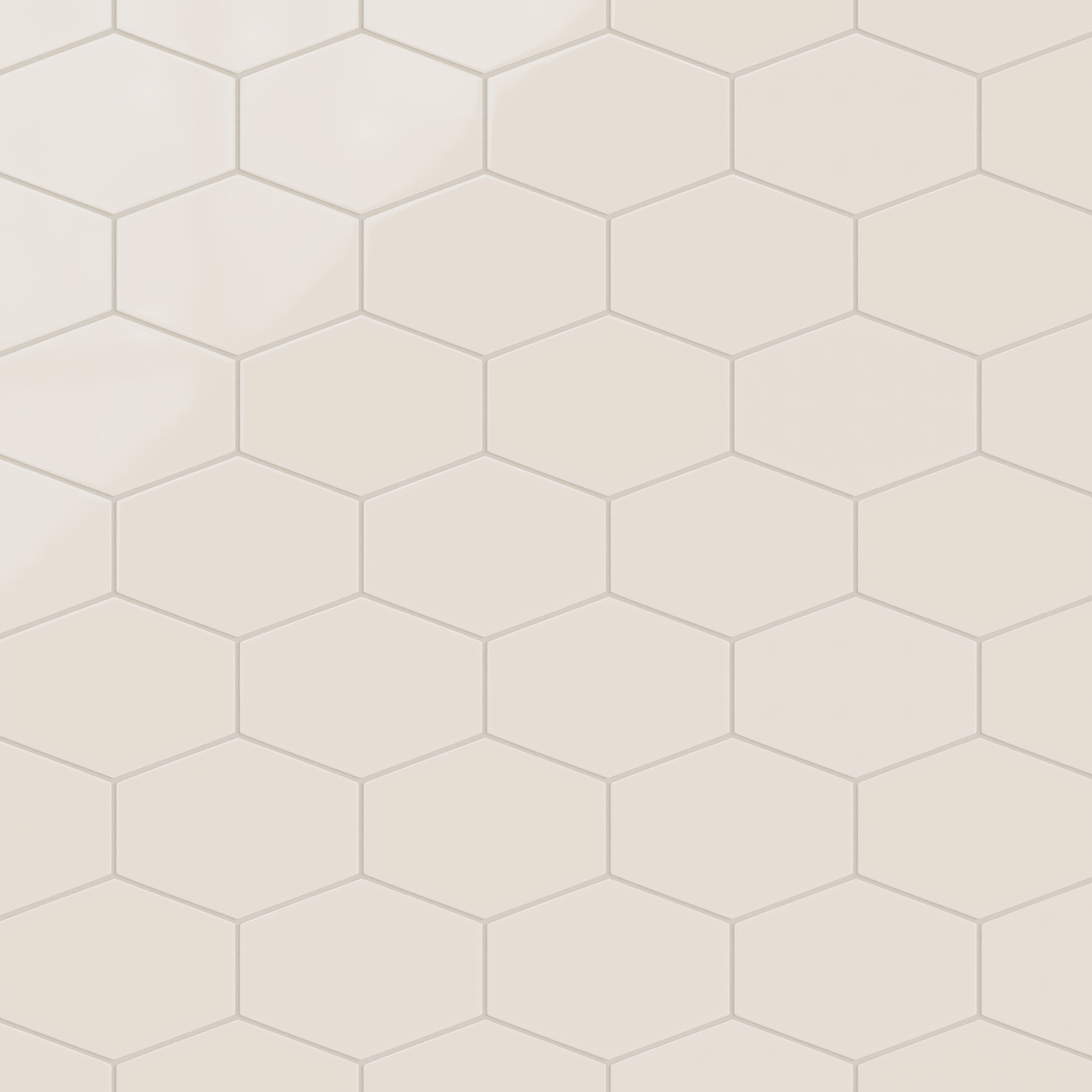 Elongated Hexagon Natural Press Ceramic Tile in Pearl Gloss