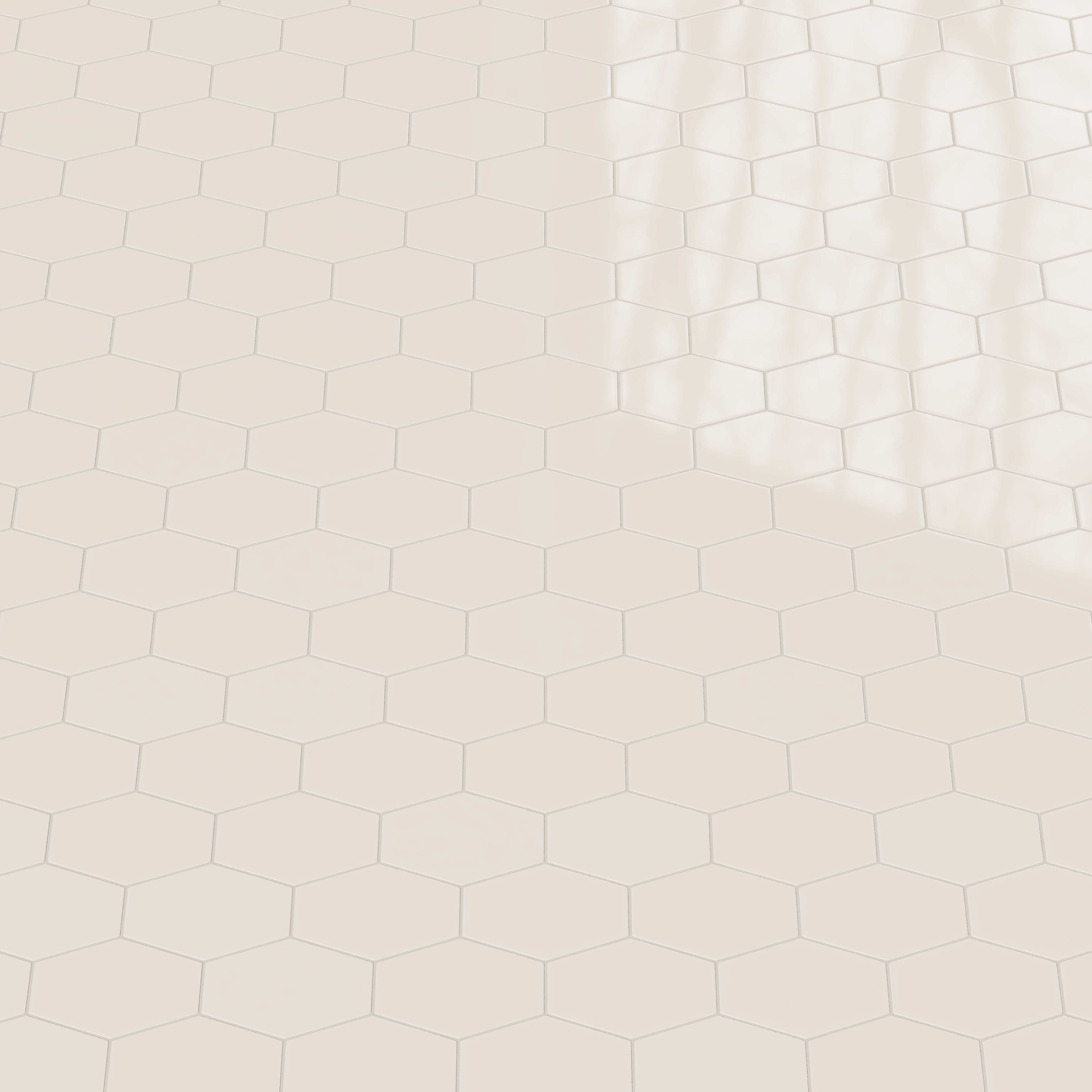 Elongated Hexagon Natural Press Ceramic Tile in Pearl Gloss
