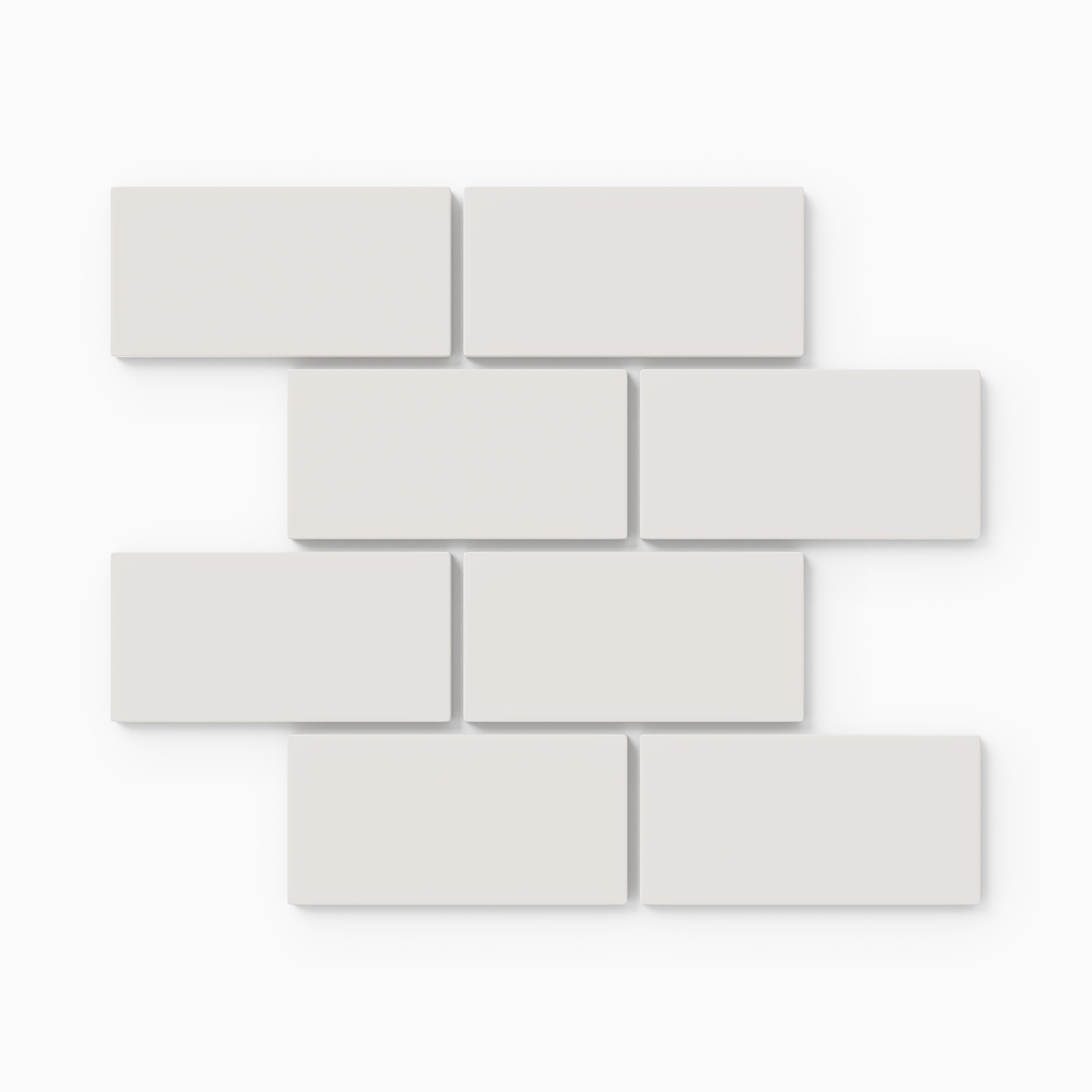 2x4 Half Offset Sheeted Natural Press Ceramic Mosaic Tile in Pearl Matte