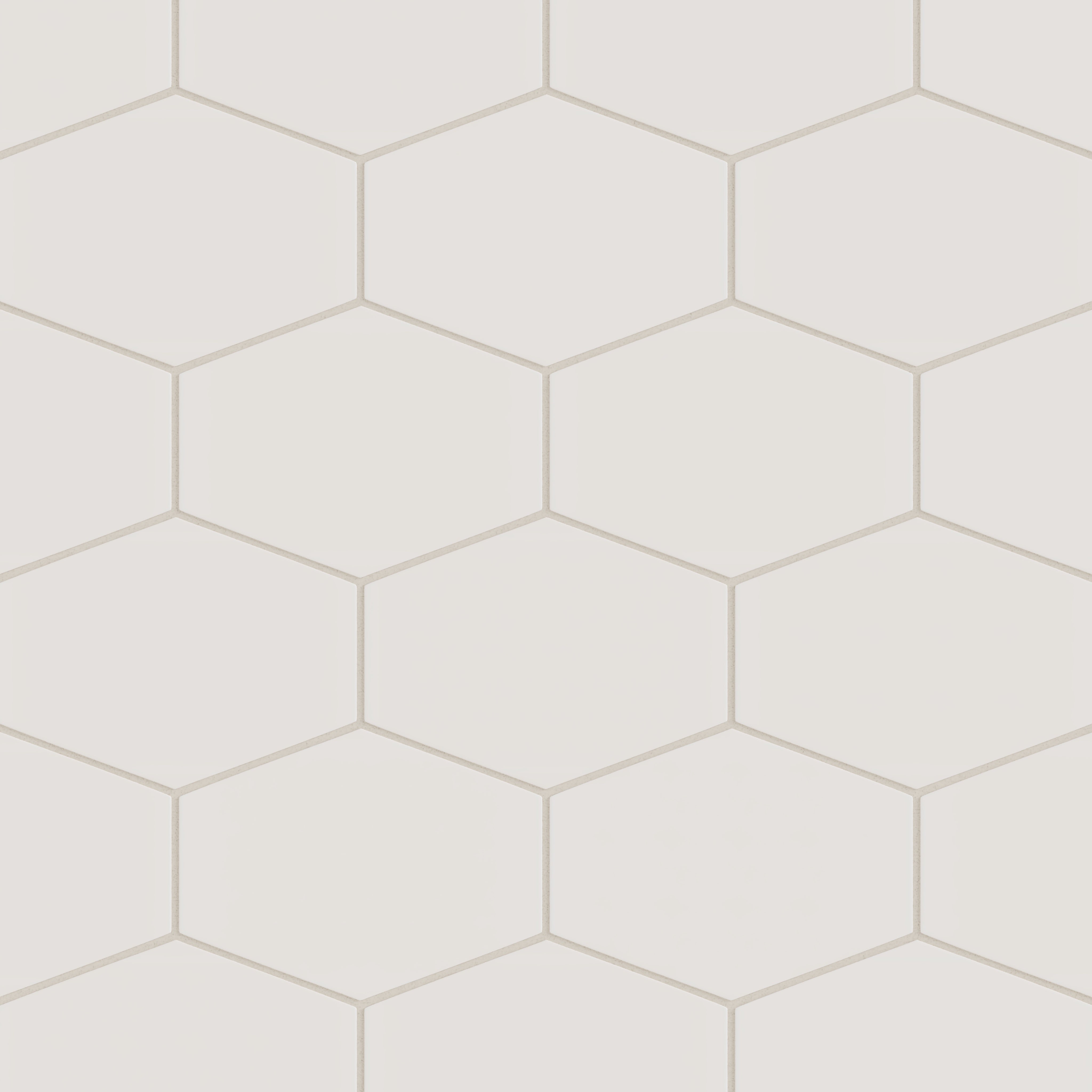 Elongated Hexagon Natural Press Ceramic Tile in Pearl Matte