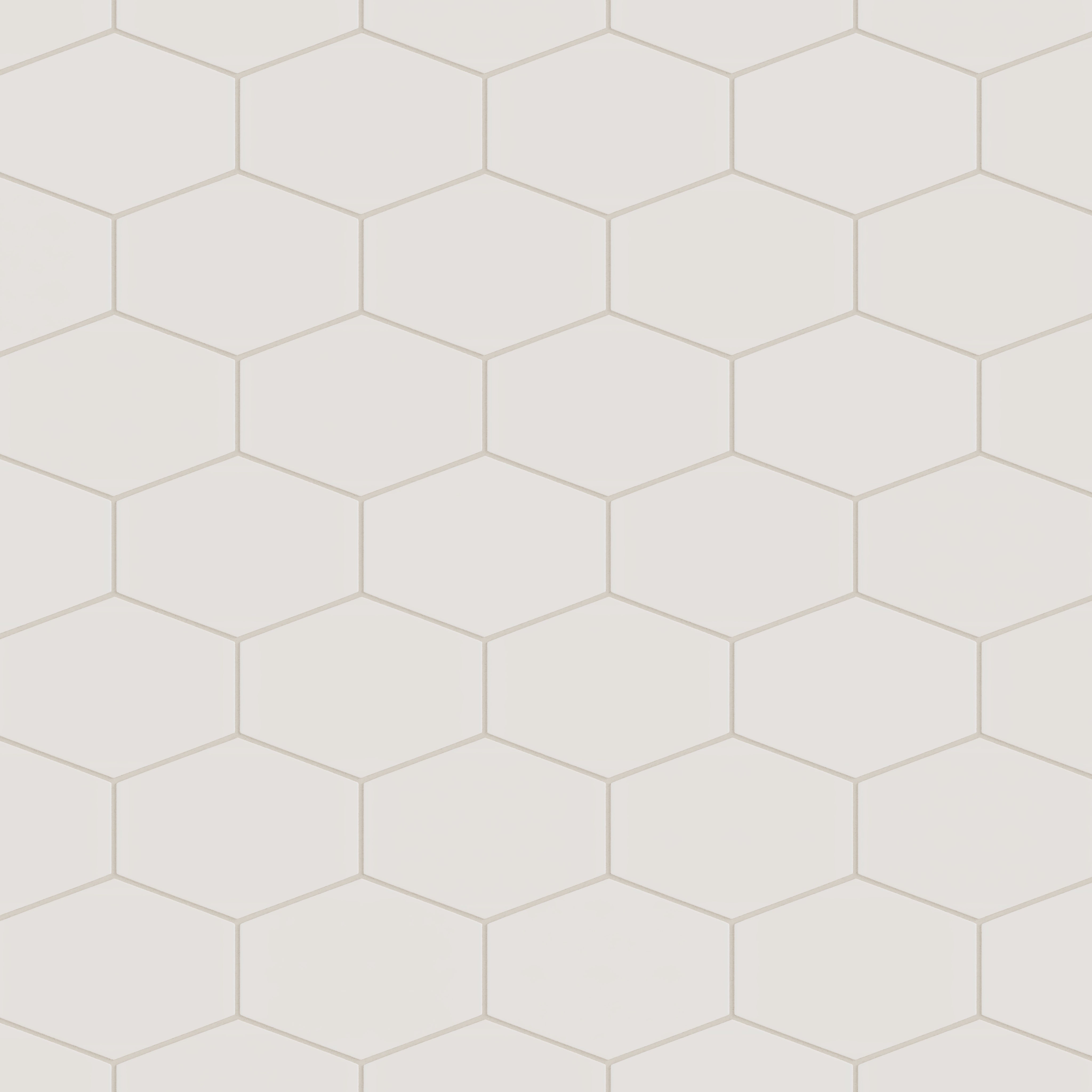 Elongated Hexagon Natural Press Ceramic Tile in Pearl Matte