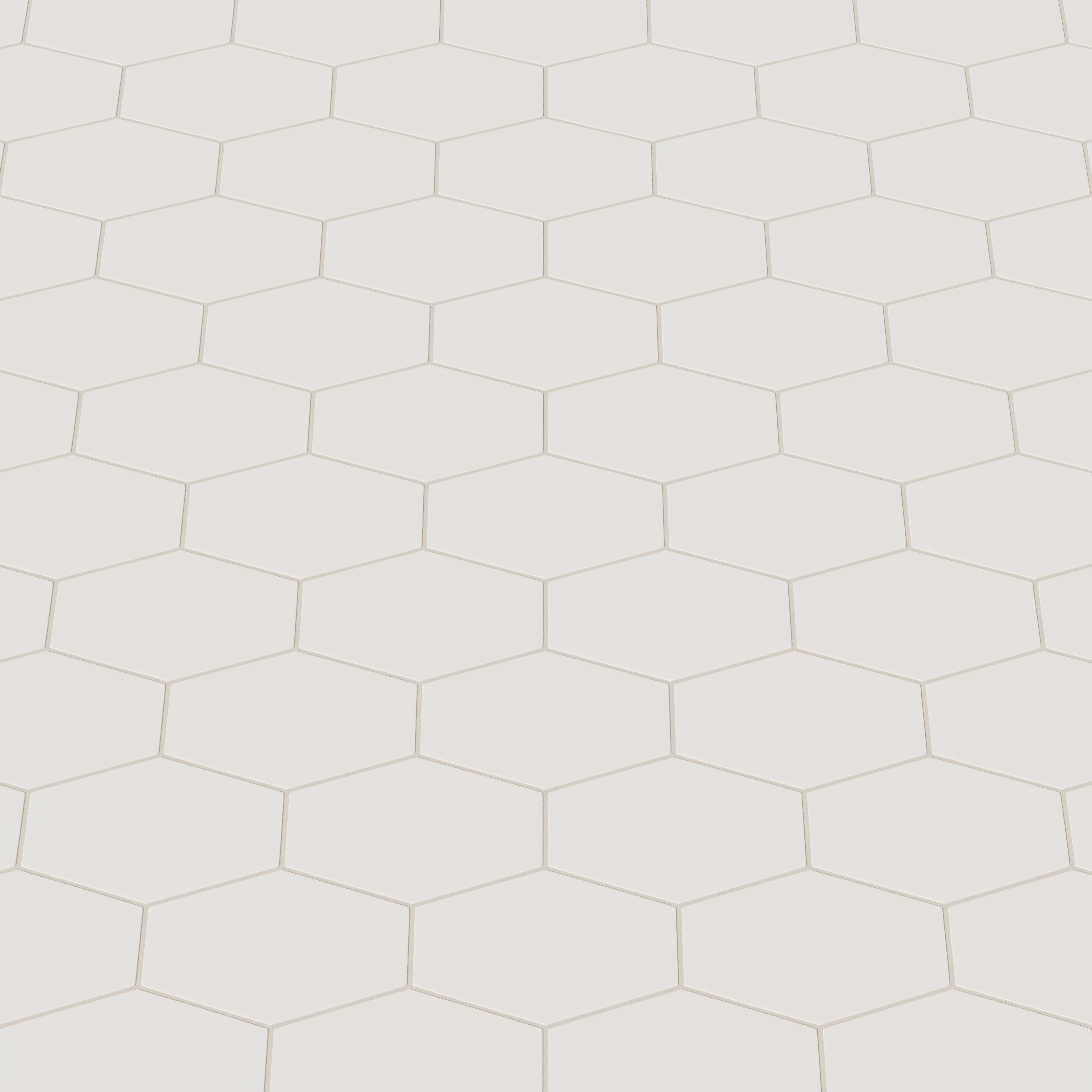 Elongated Hexagon Natural Press Ceramic Tile in Pearl Matte