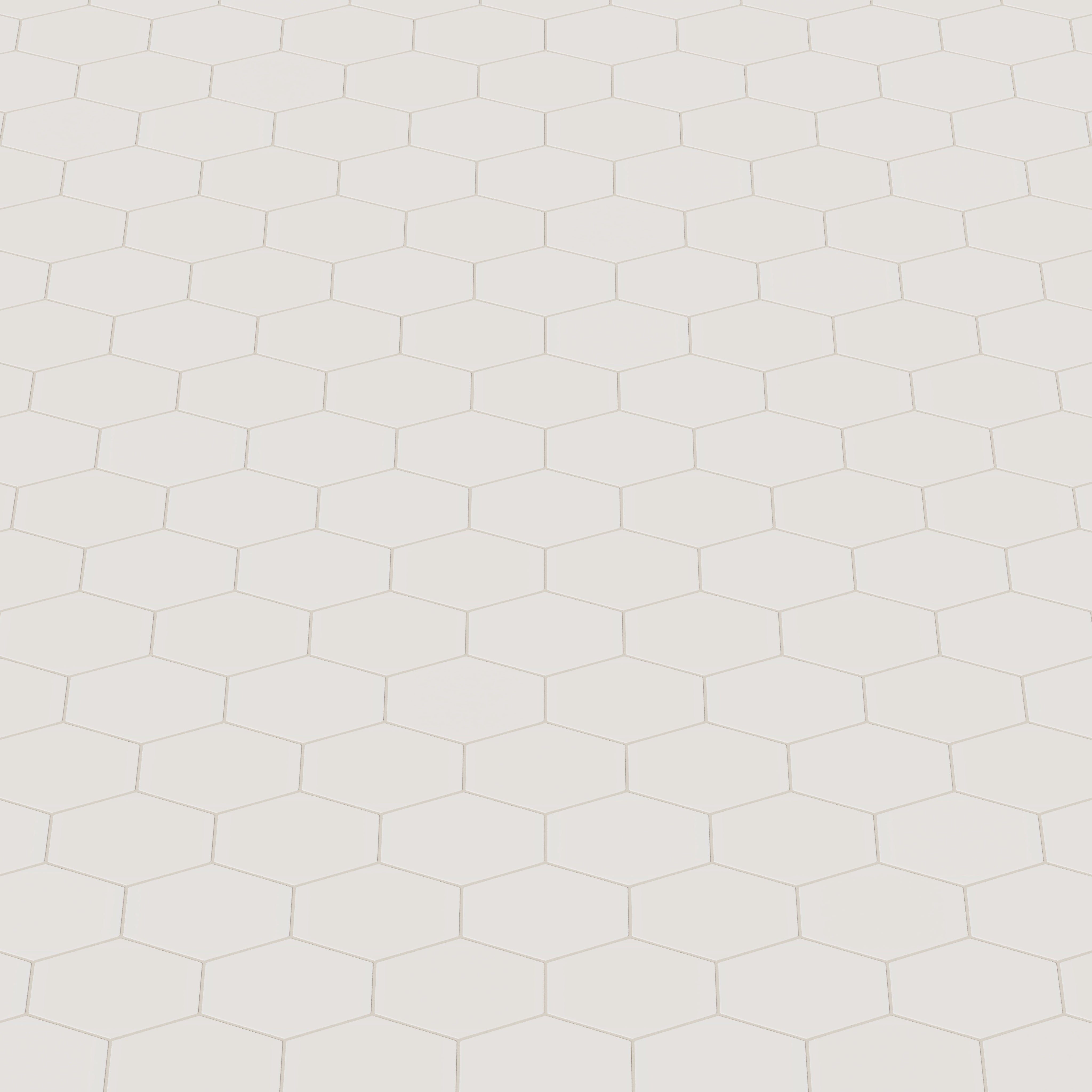 Elongated Hexagon Natural Press Ceramic Tile in Pearl Matte