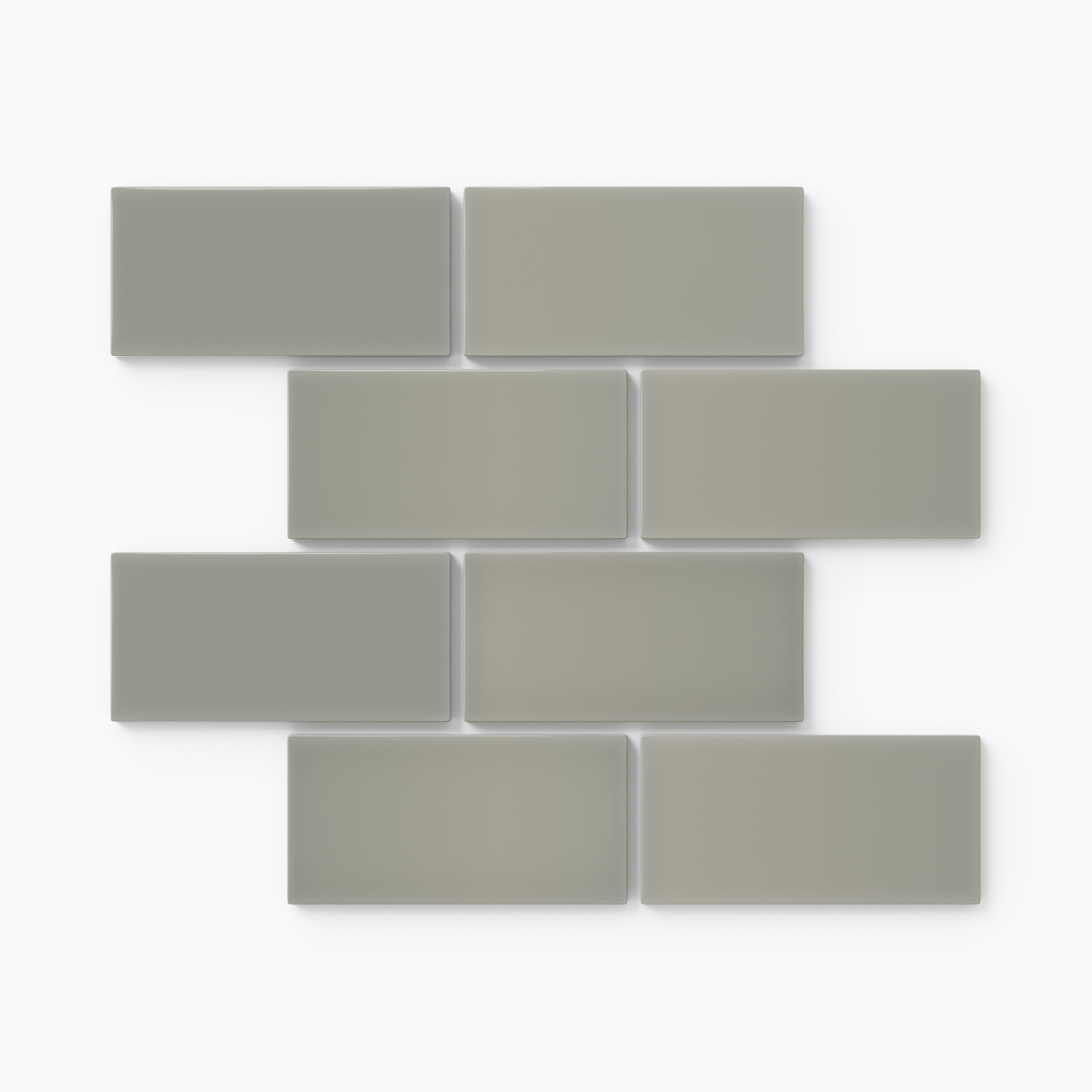 2x4 Half Offset Sheeted Natural Press Ceramic Mosaic Tile in Puget Sound Gloss