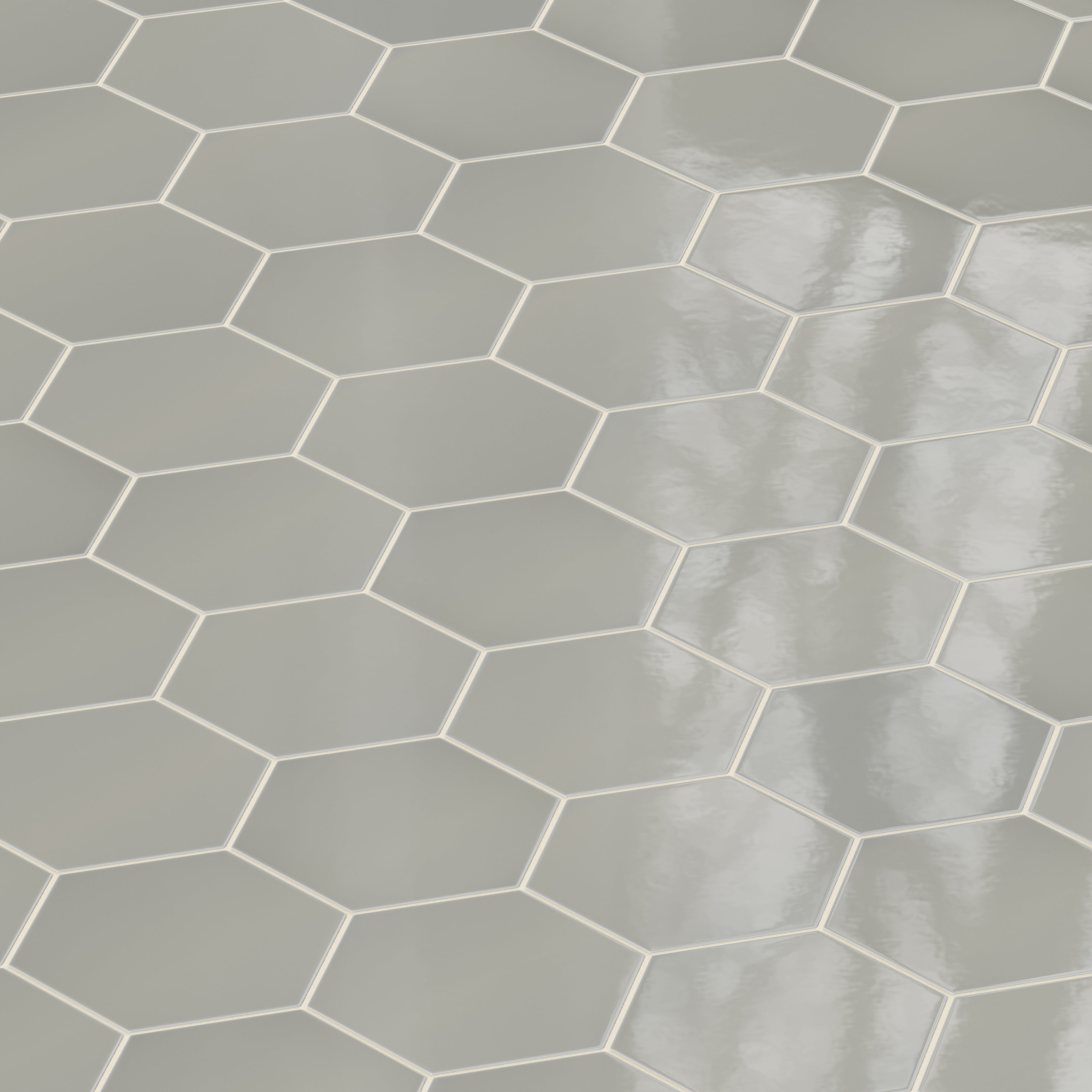8" Hexagon Natural Press Ceramic Tile in Puget Sound Gloss