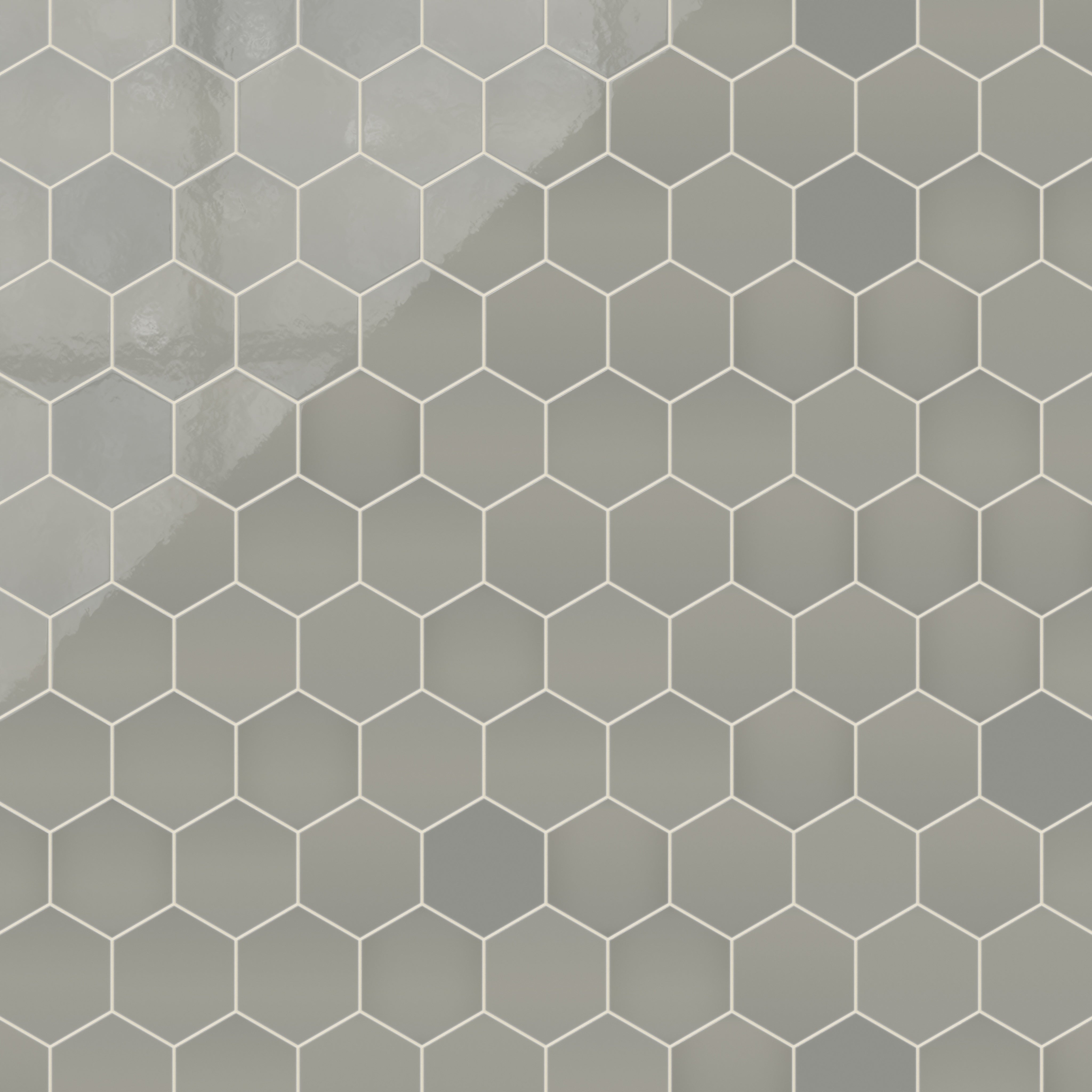 8" Hexagon Natural Press Ceramic Tile in Puget Sound Gloss