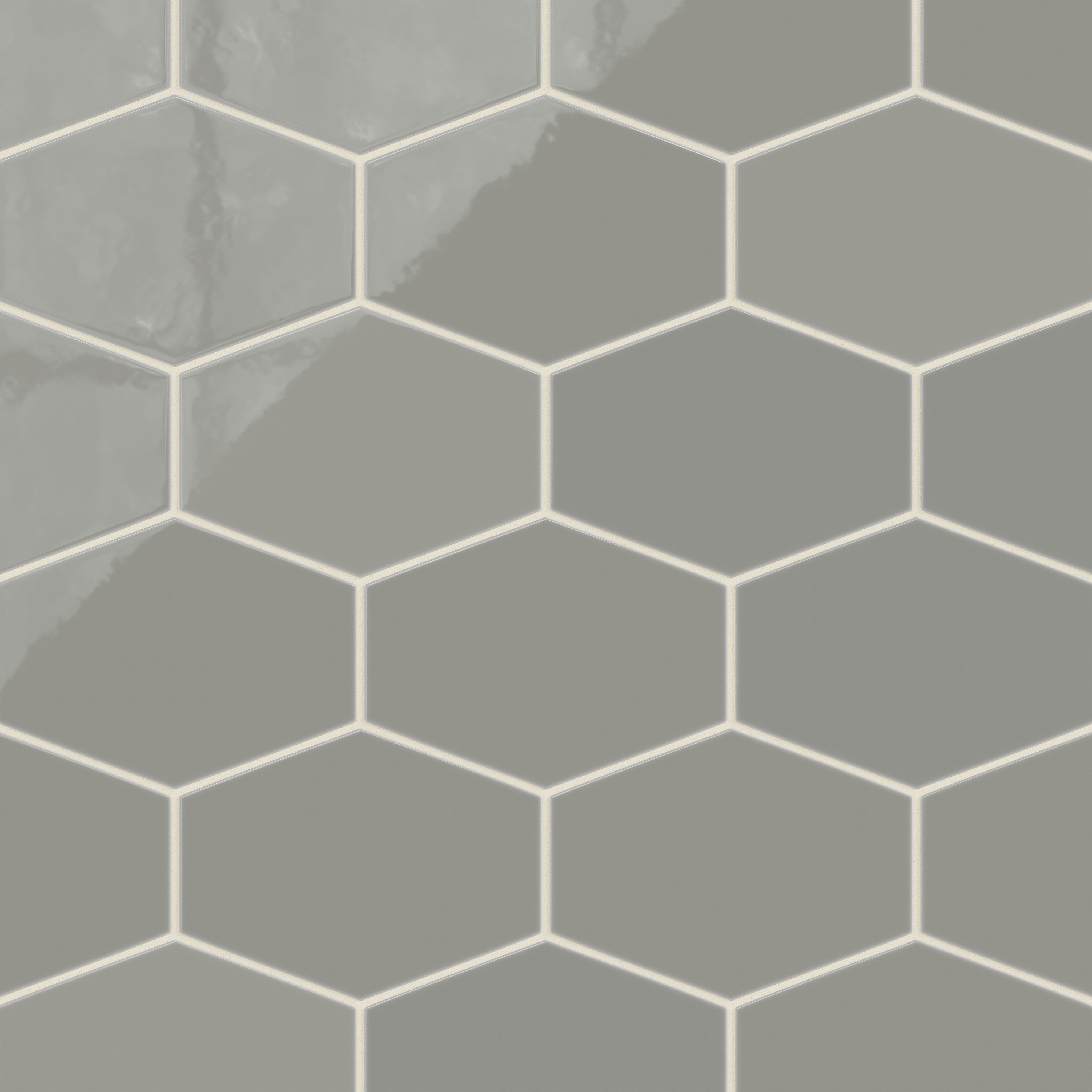 Elongated Hexagon Natural Press Ceramic Tile in Puget Sound Gloss