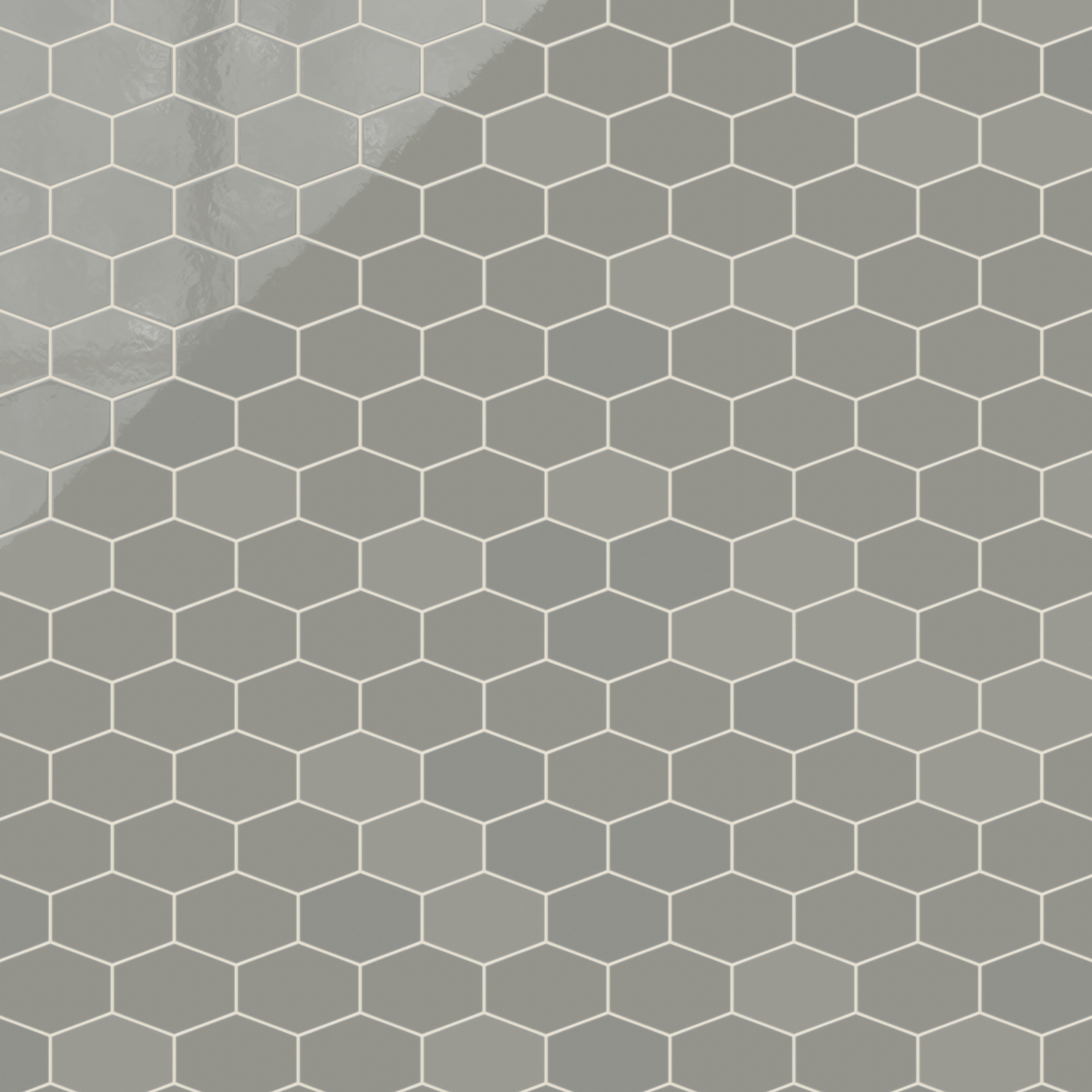 Elongated Hexagon Natural Press Ceramic Tile in Puget Sound Gloss
