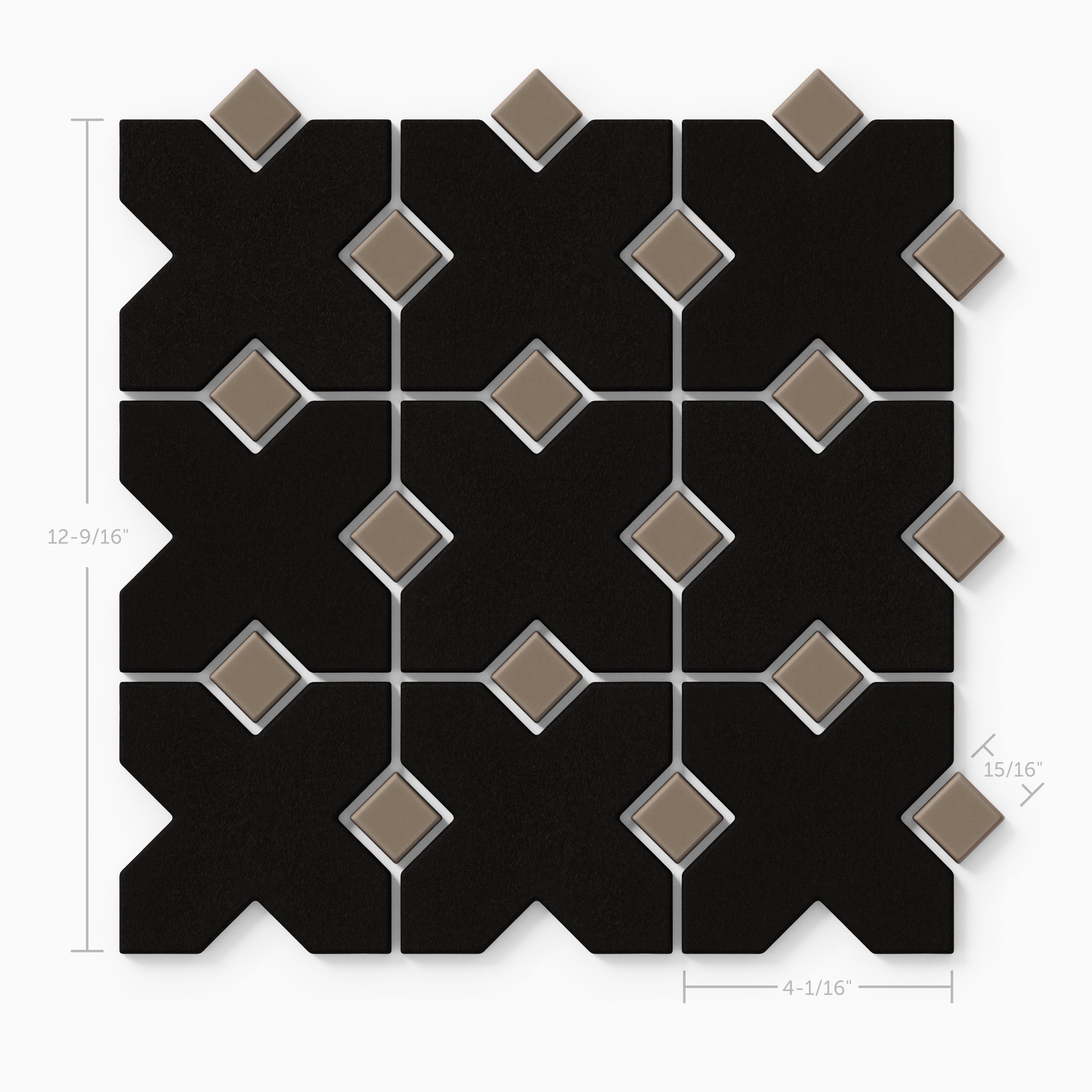 Hacienda Sheeted Original Ceramic Tile in Raven Matte & Cardamom Matte
