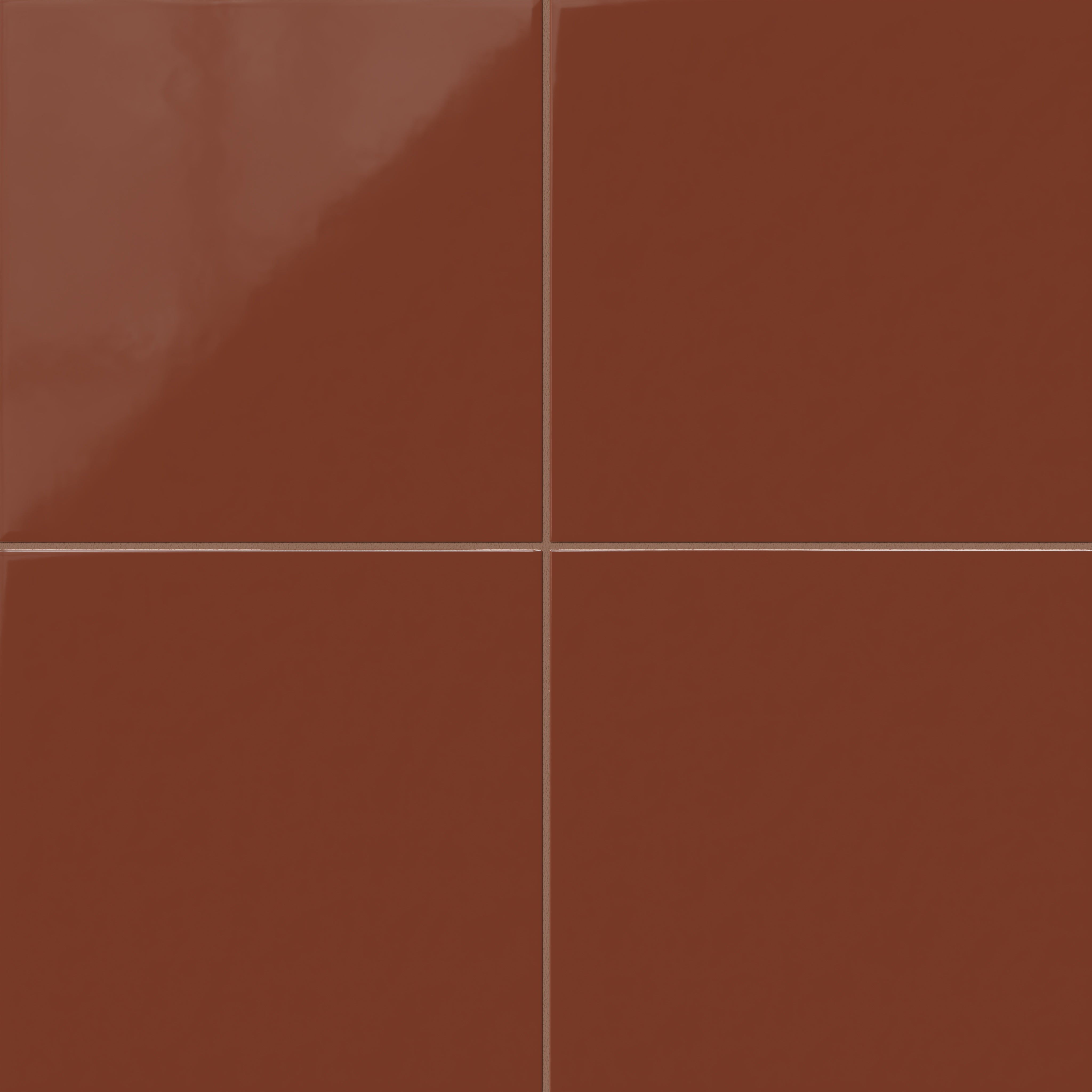 12x12 Natural Press Ceramic Tile in Red Iron Oxide Gloss