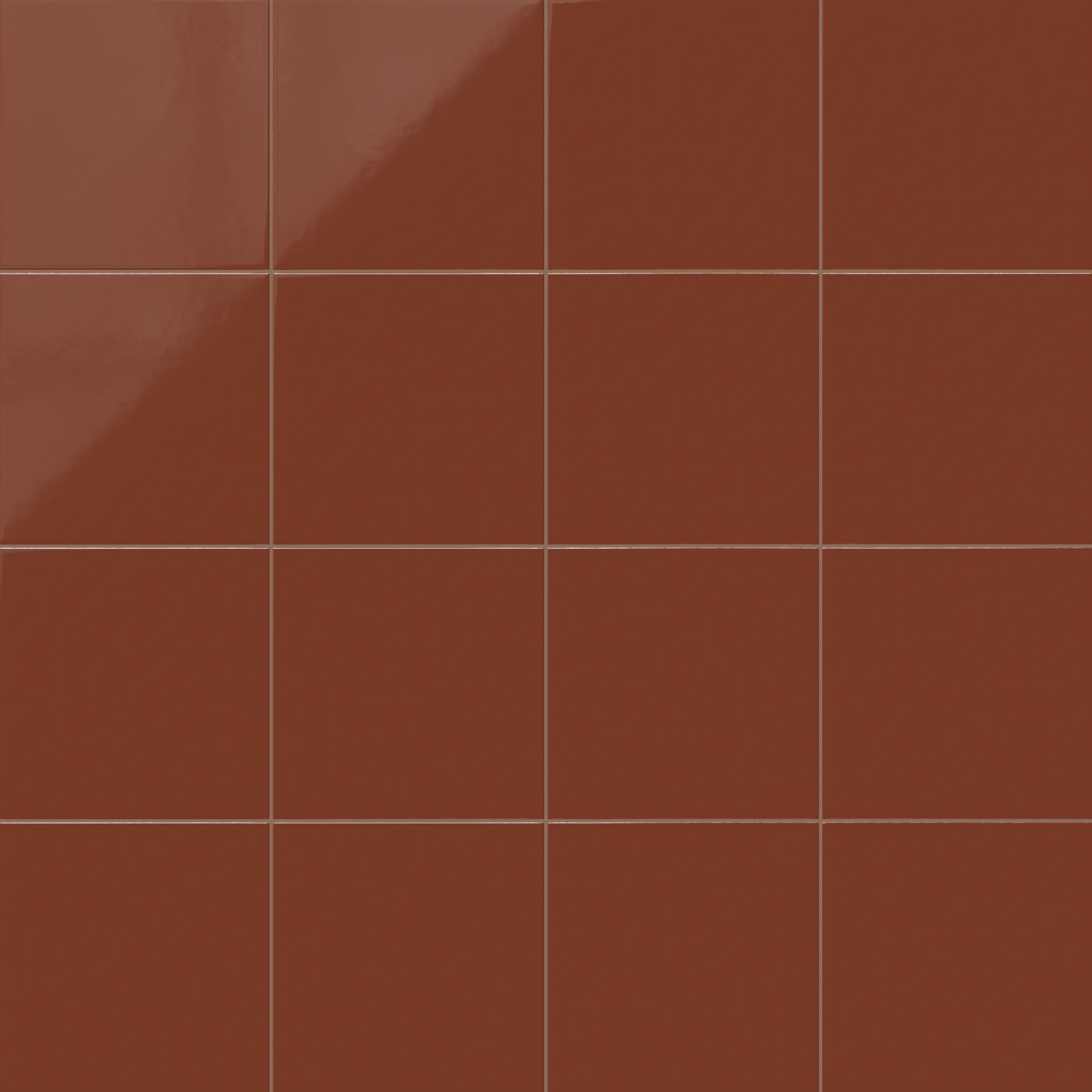 12x12 Natural Press Ceramic Tile in Red Iron Oxide Gloss