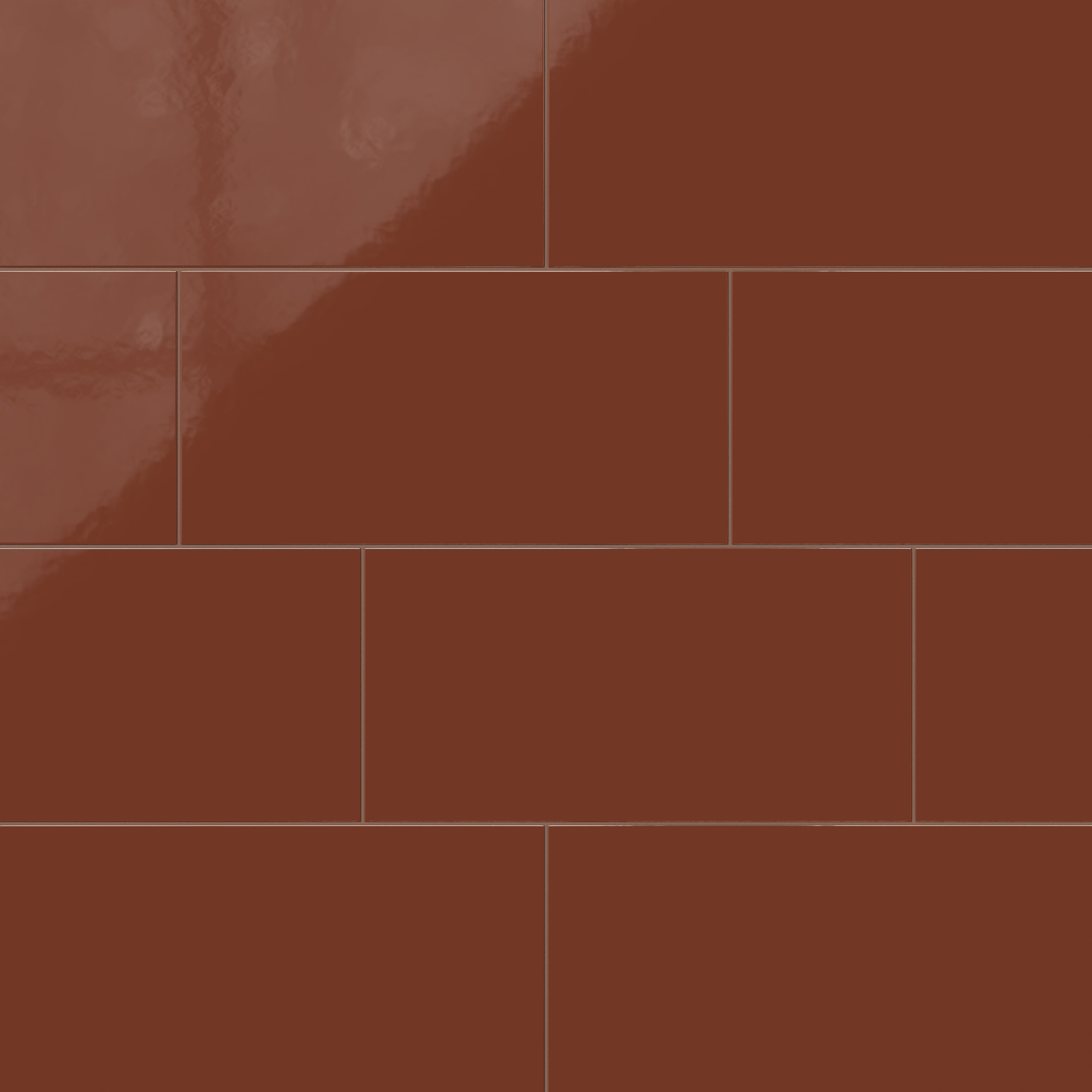 12x24 Natural Press Ceramic Tile in Red Iron Oxide Gloss