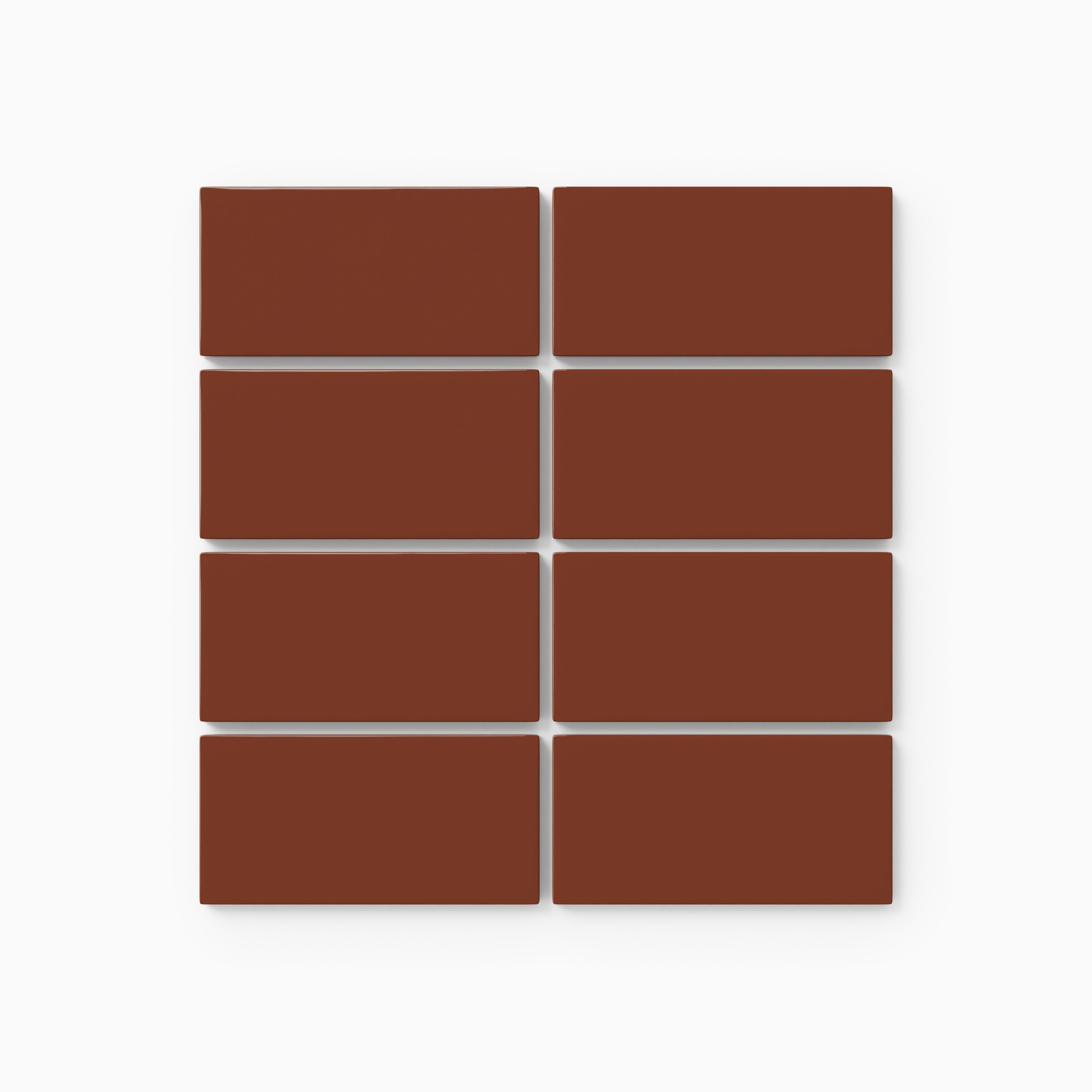 2x4 Straight Set Sheeted Natural Press Ceramic Mosaic Tile in Red Iron Oxide Gloss