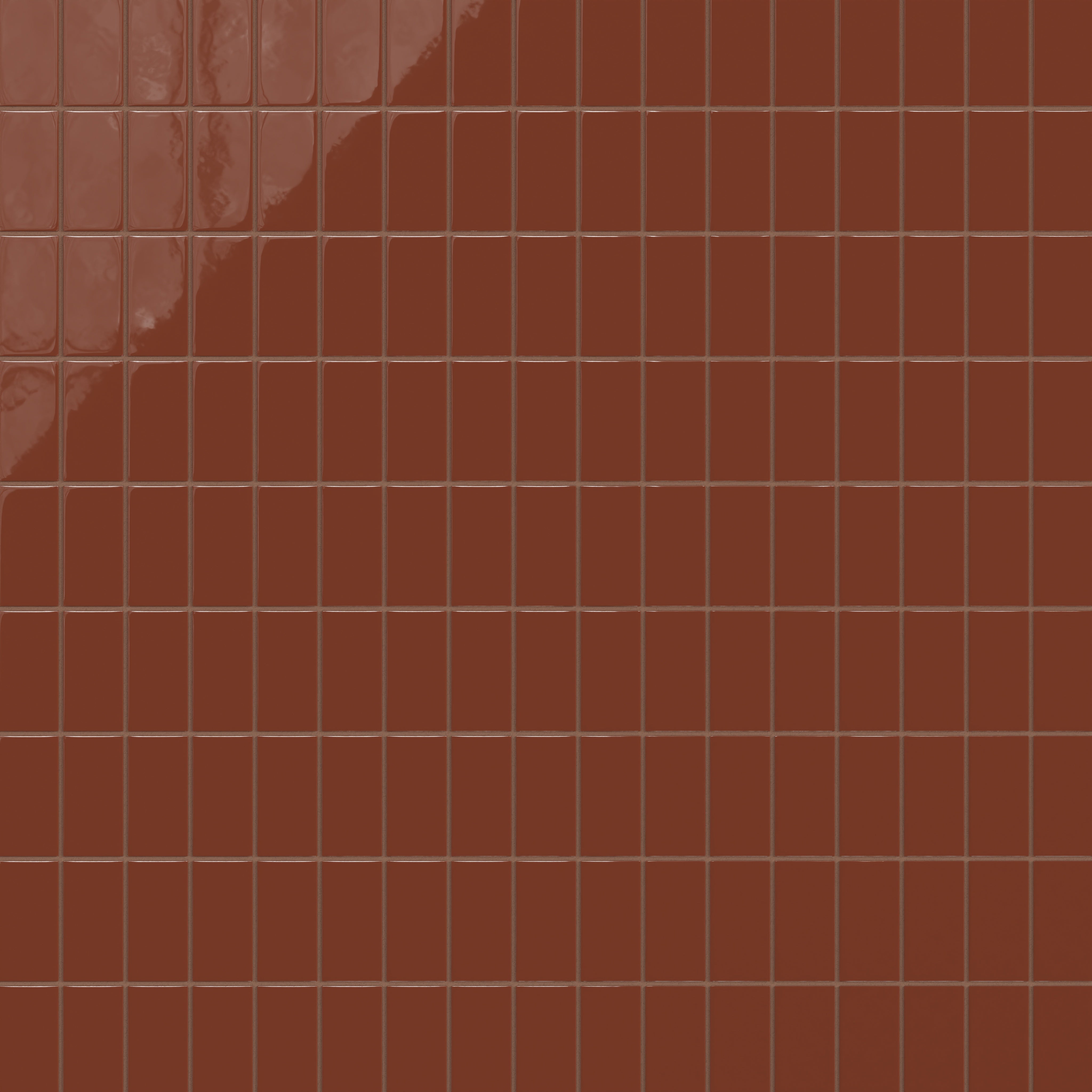 2x4 Straight Set Sheeted Natural Press Ceramic Mosaic Tile in Red Iron Oxide Gloss