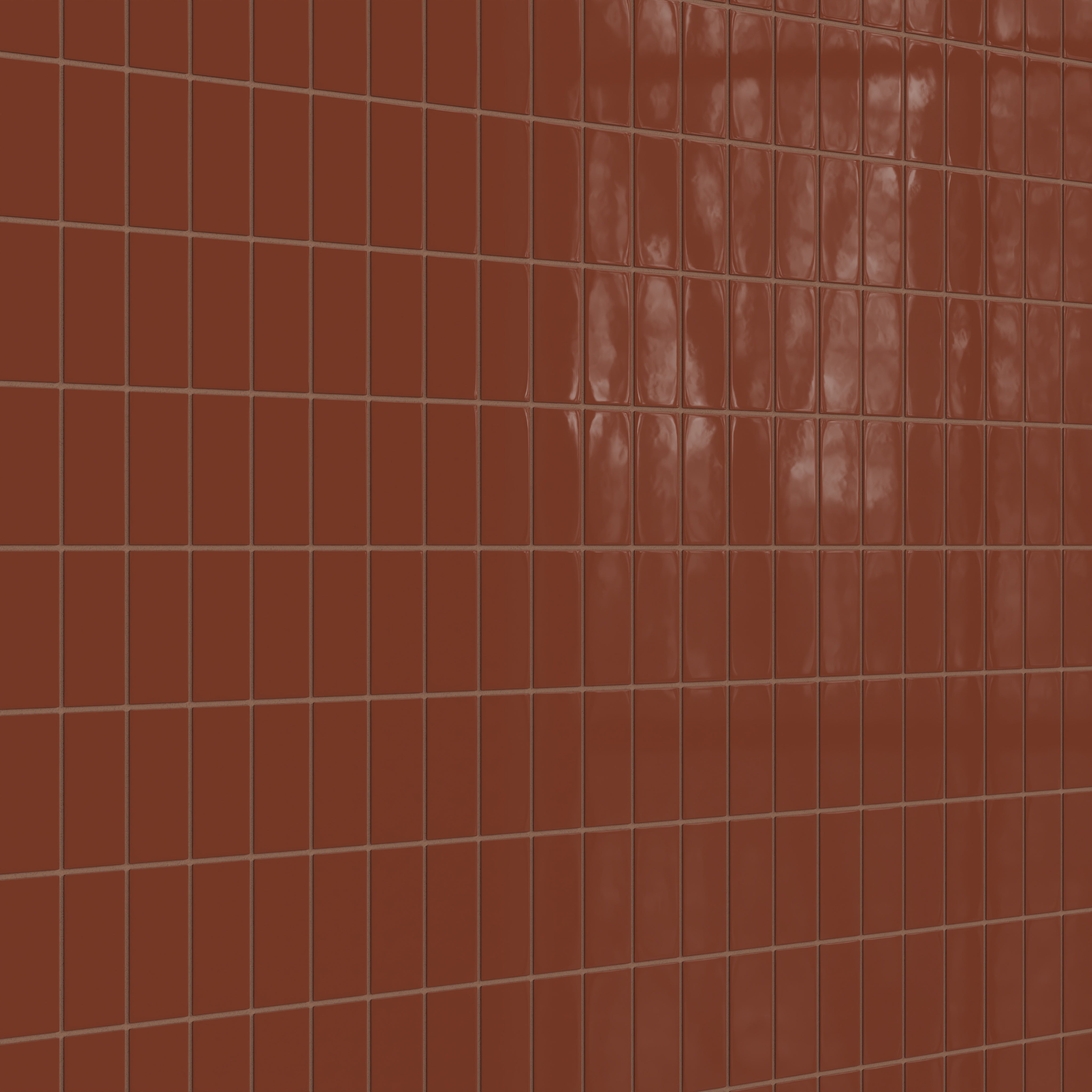 2x4 Straight Set Sheeted Natural Press Ceramic Mosaic Tile in Red Iron Oxide Gloss