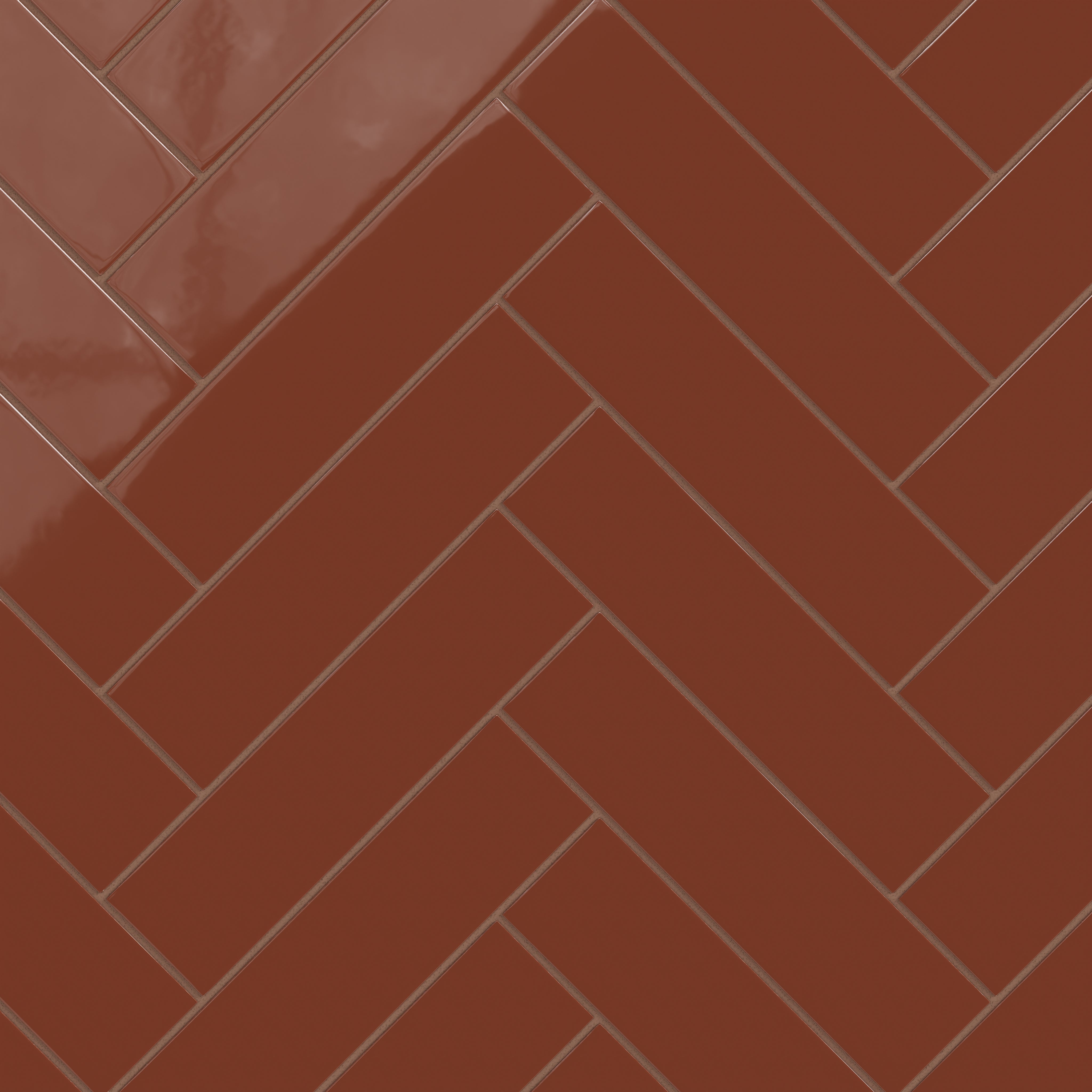 3x12 Natural Press Ceramic Tile in Red Iron Oxide Gloss