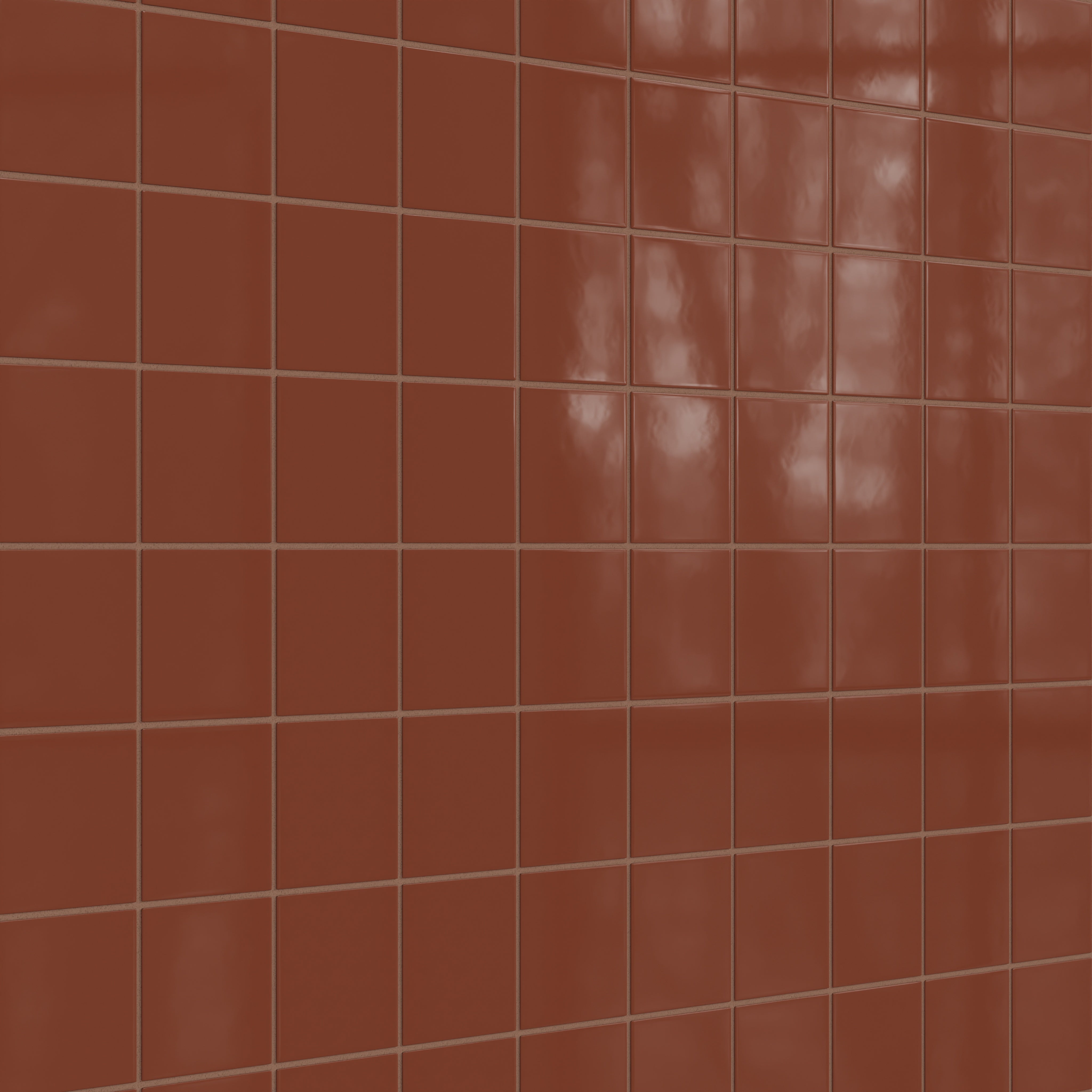 4x4 Natural Press Ceramic Tile in Red Iron Oxide Gloss