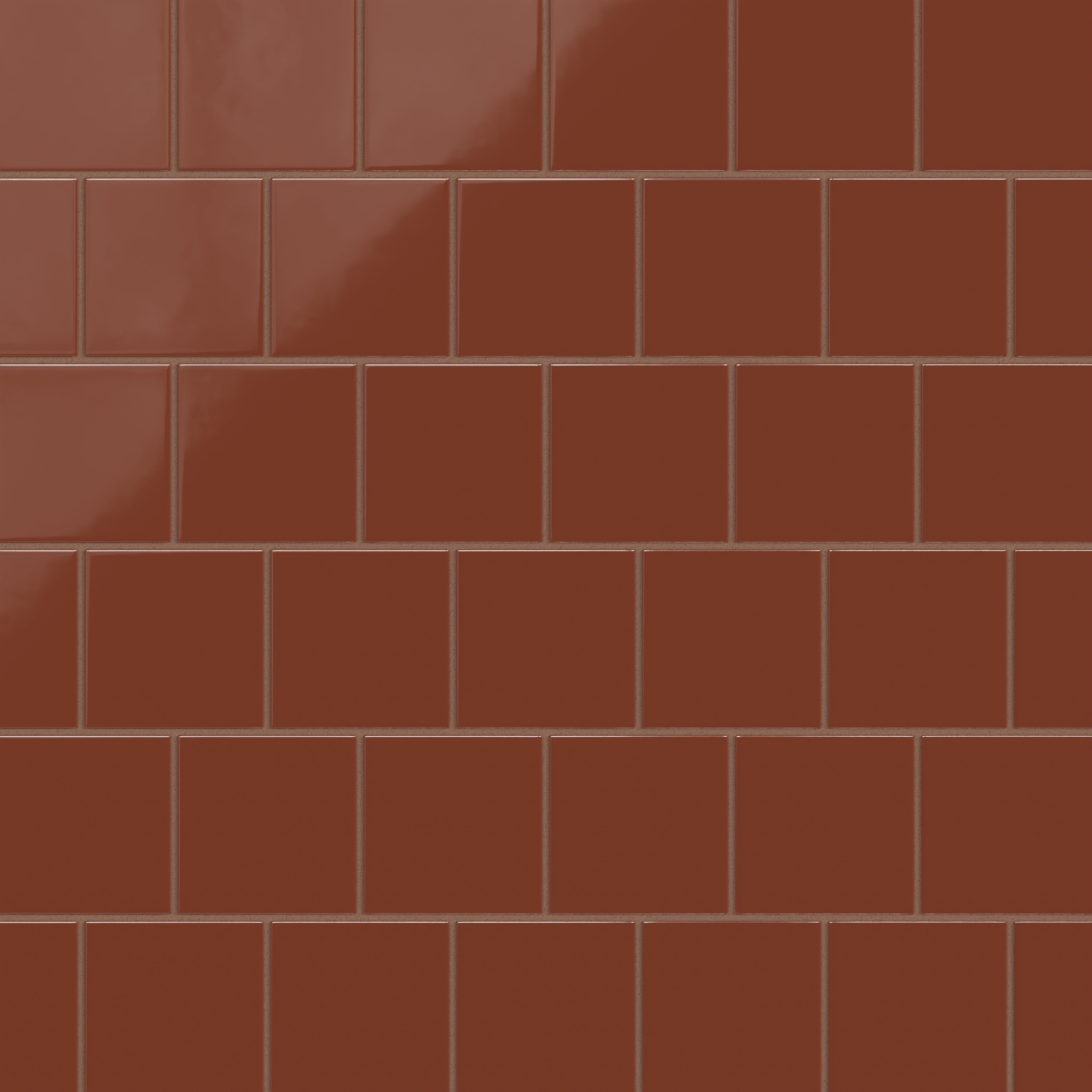 4x4 Natural Press Ceramic Tile in Red Iron Oxide Gloss