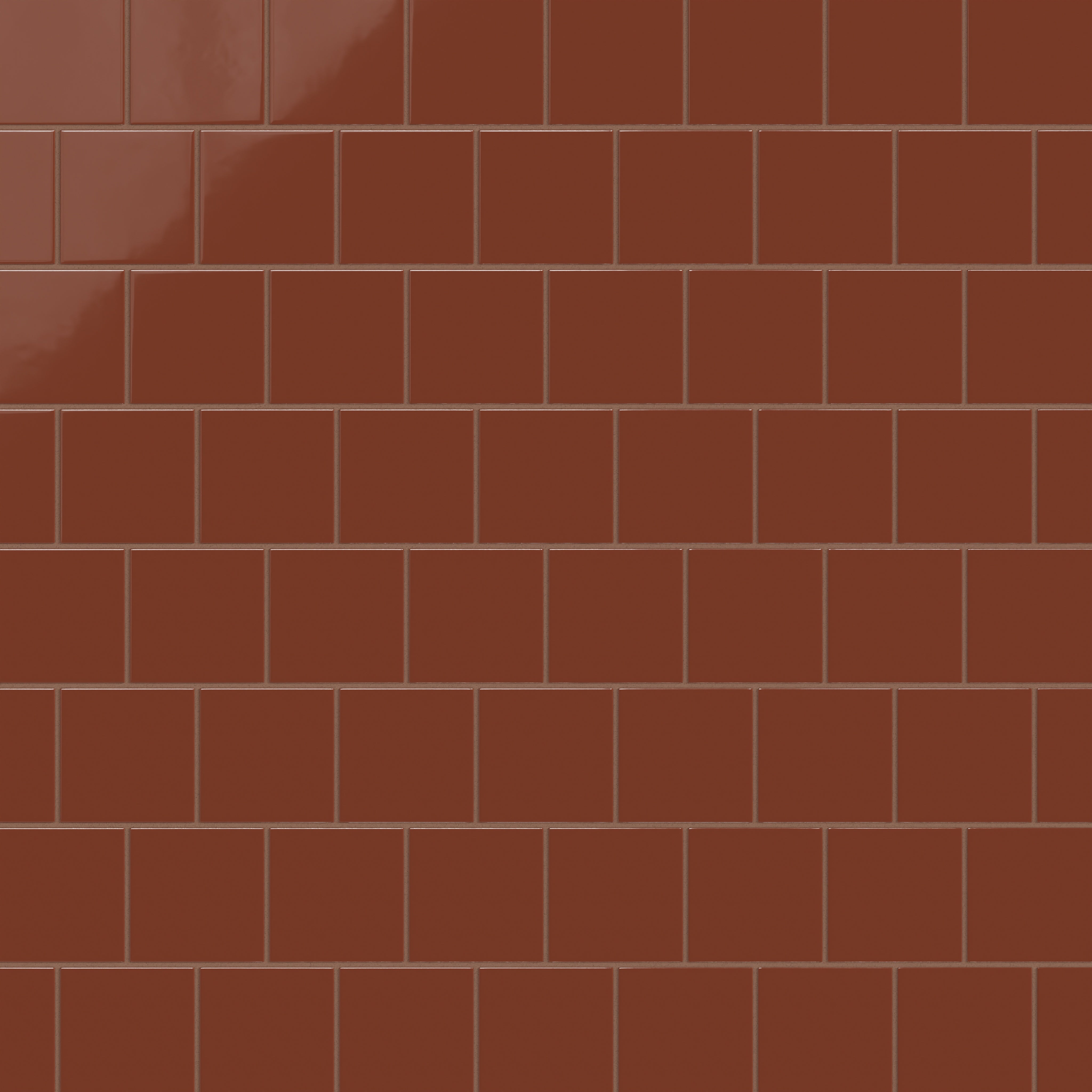 4x4 Natural Press Ceramic Tile in Red Iron Oxide Gloss