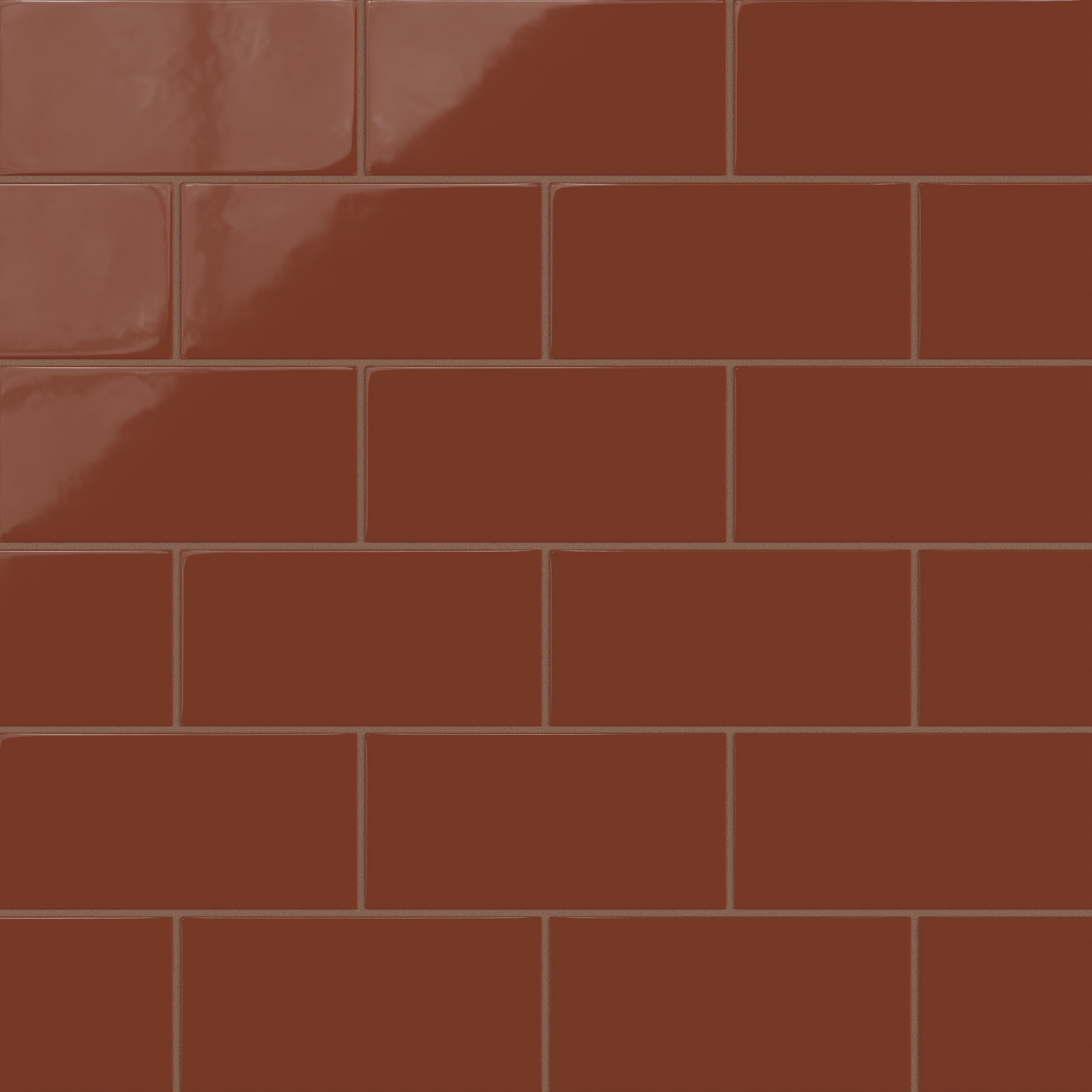 4x8 Natural Press Ceramic Tile in Red Iron Oxide Gloss
