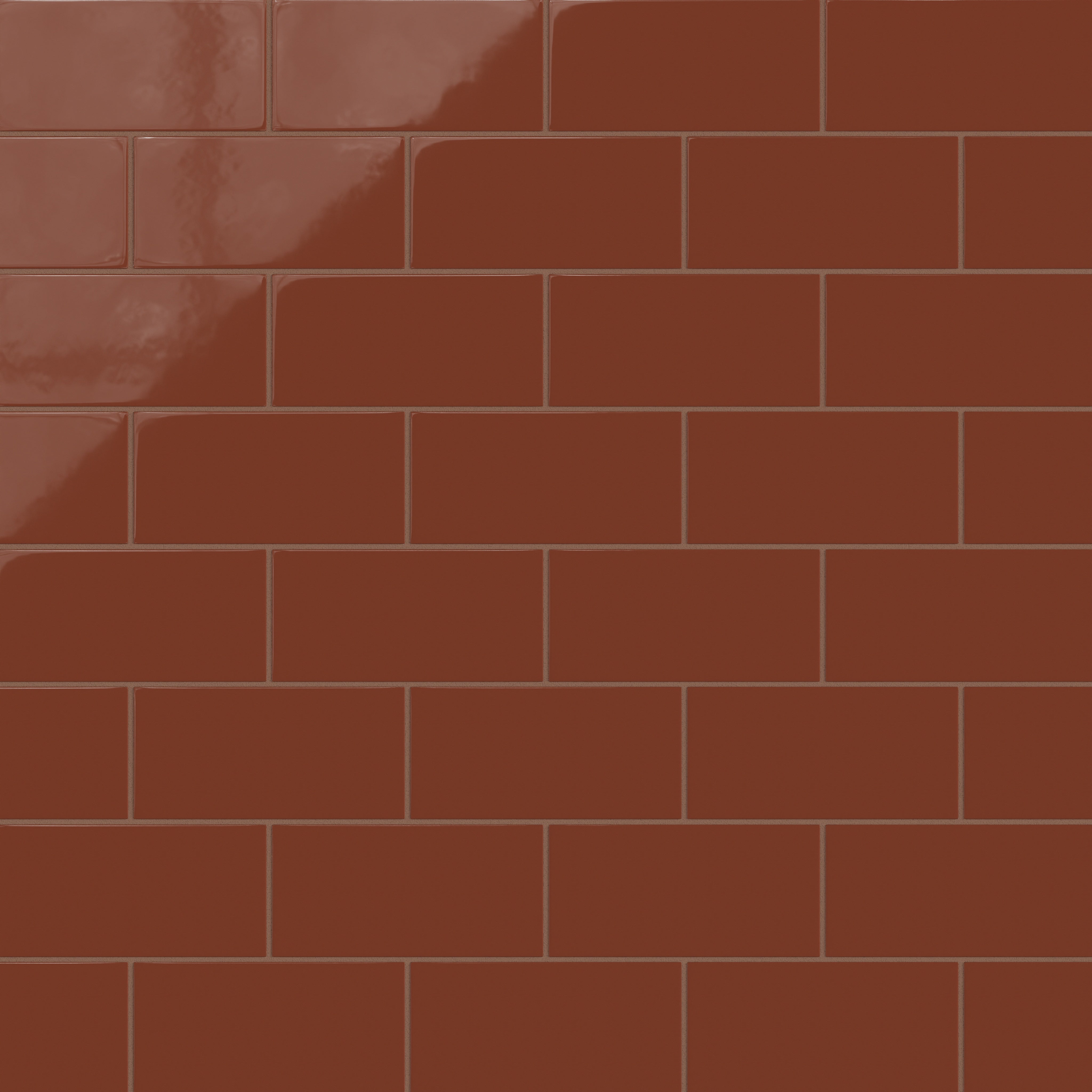 4x8 Natural Press Ceramic Tile in Red Iron Oxide Gloss