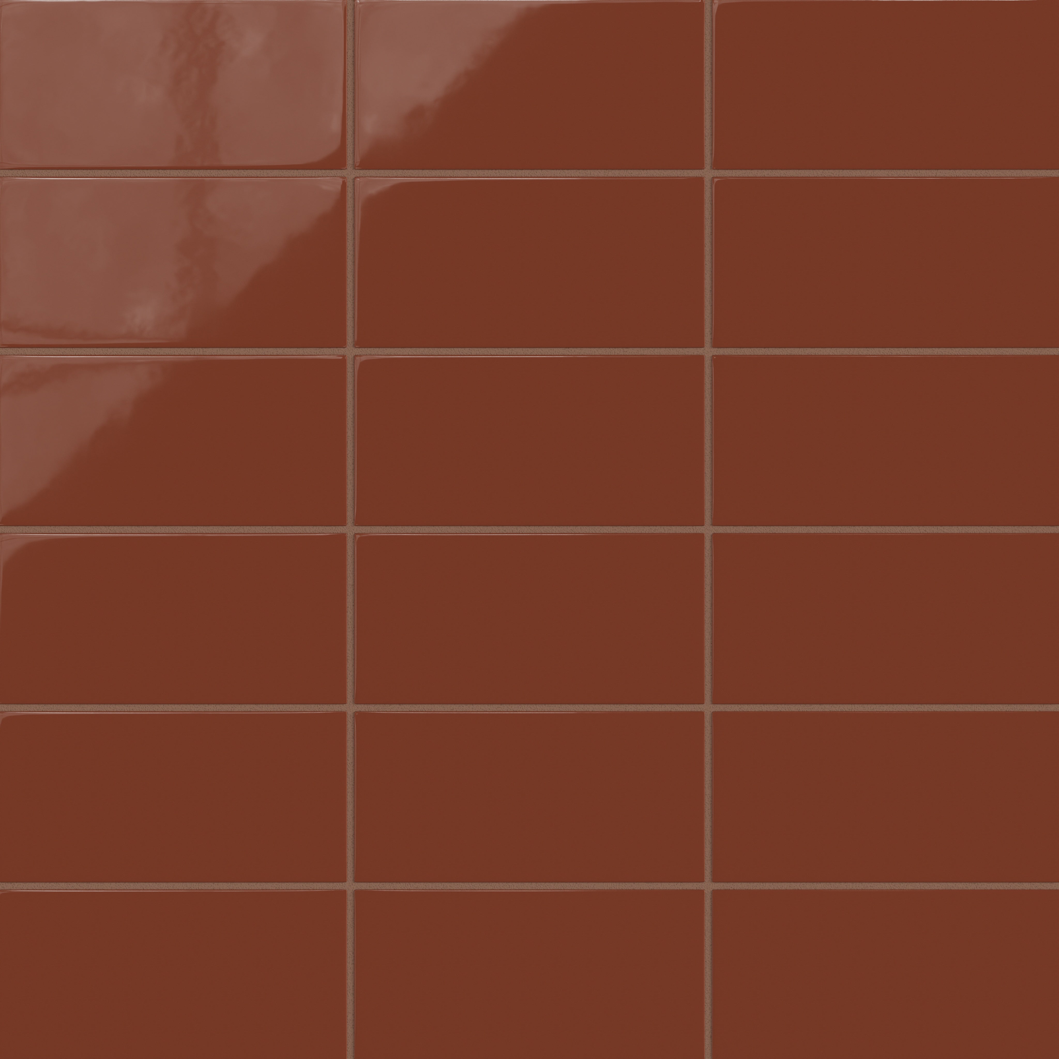 4x8 Natural Press Ceramic Tile in Red Iron Oxide Gloss
