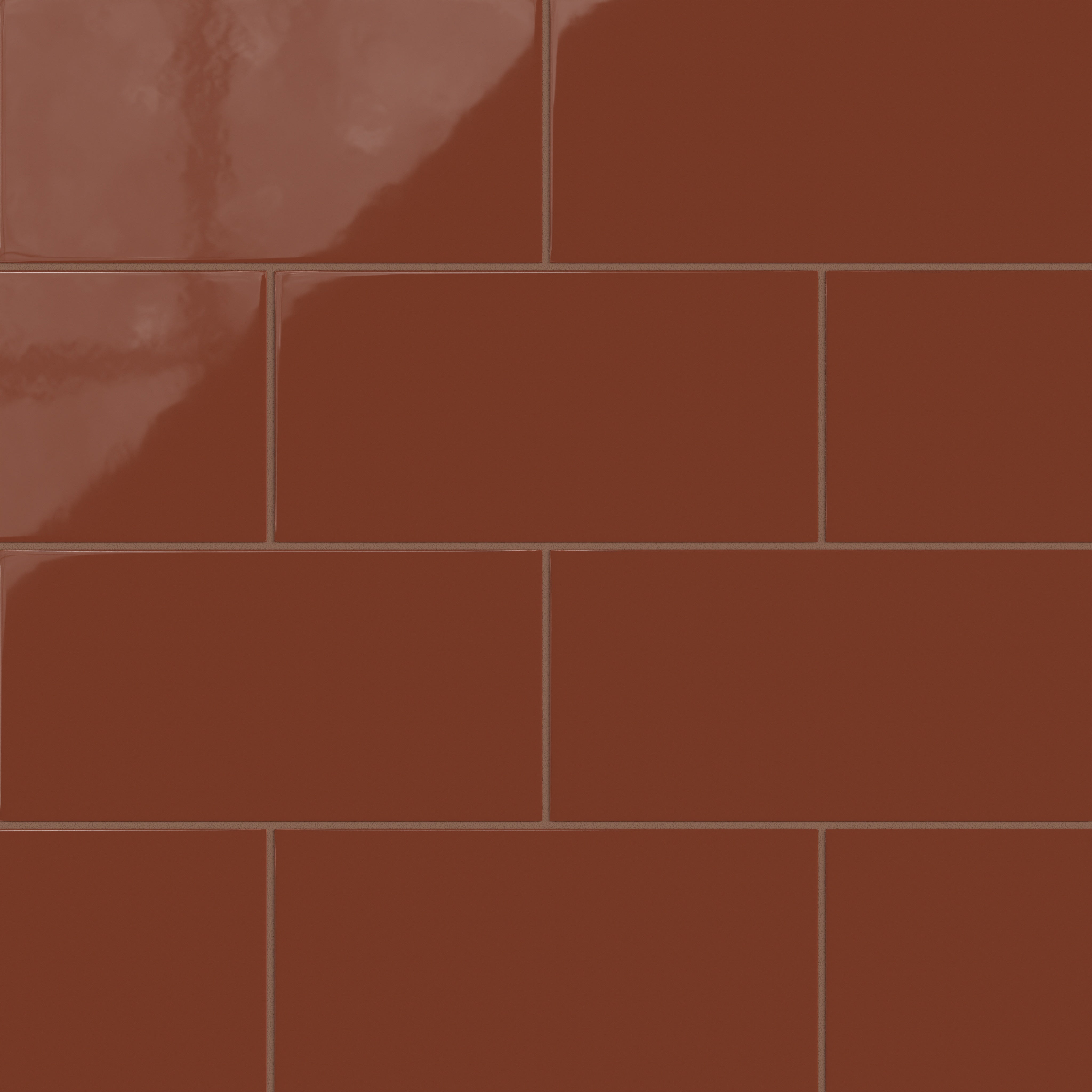 6x12 Natural Press Ceramic Tile in Red Iron Oxide Gloss