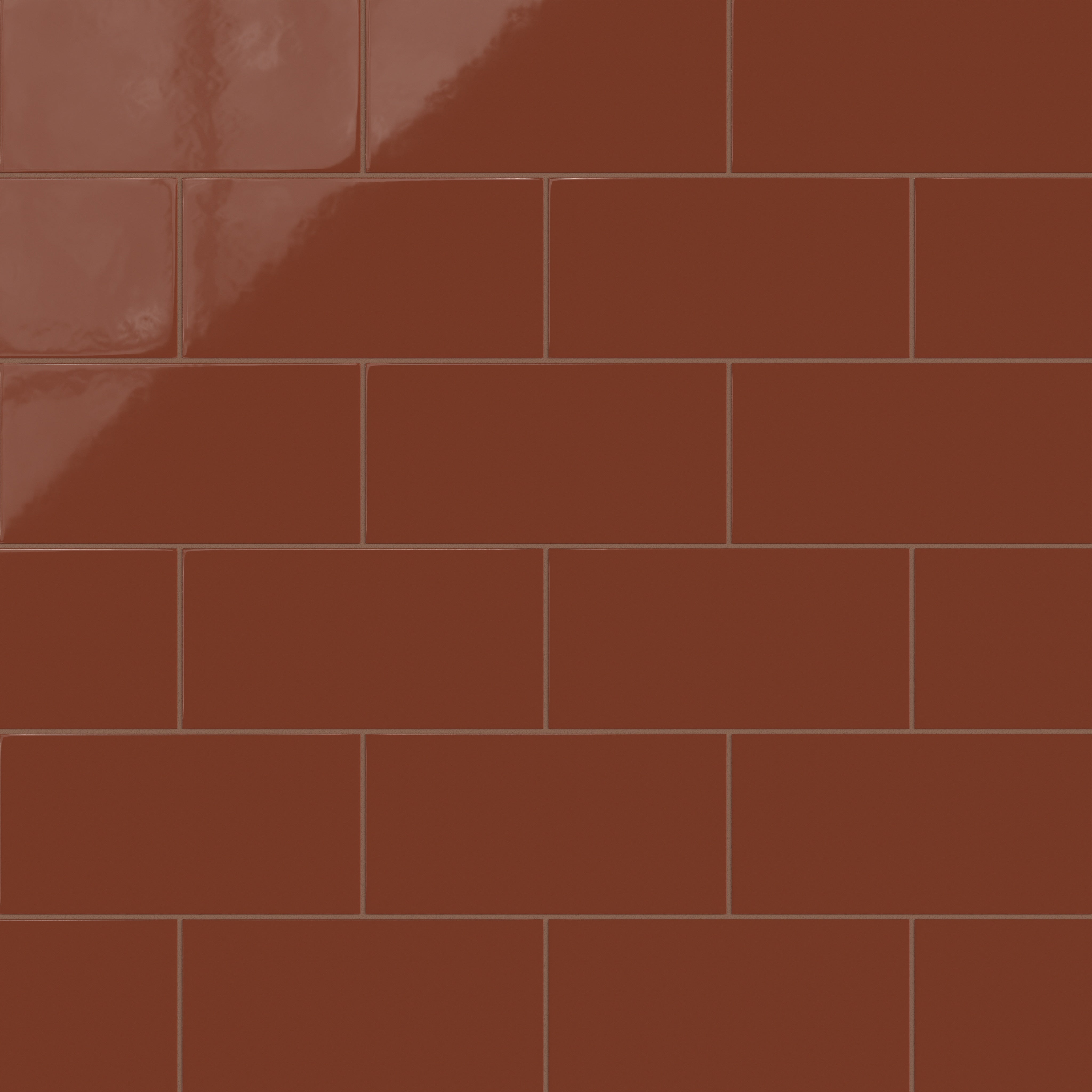 6x12 Natural Press Ceramic Tile in Red Iron Oxide Gloss