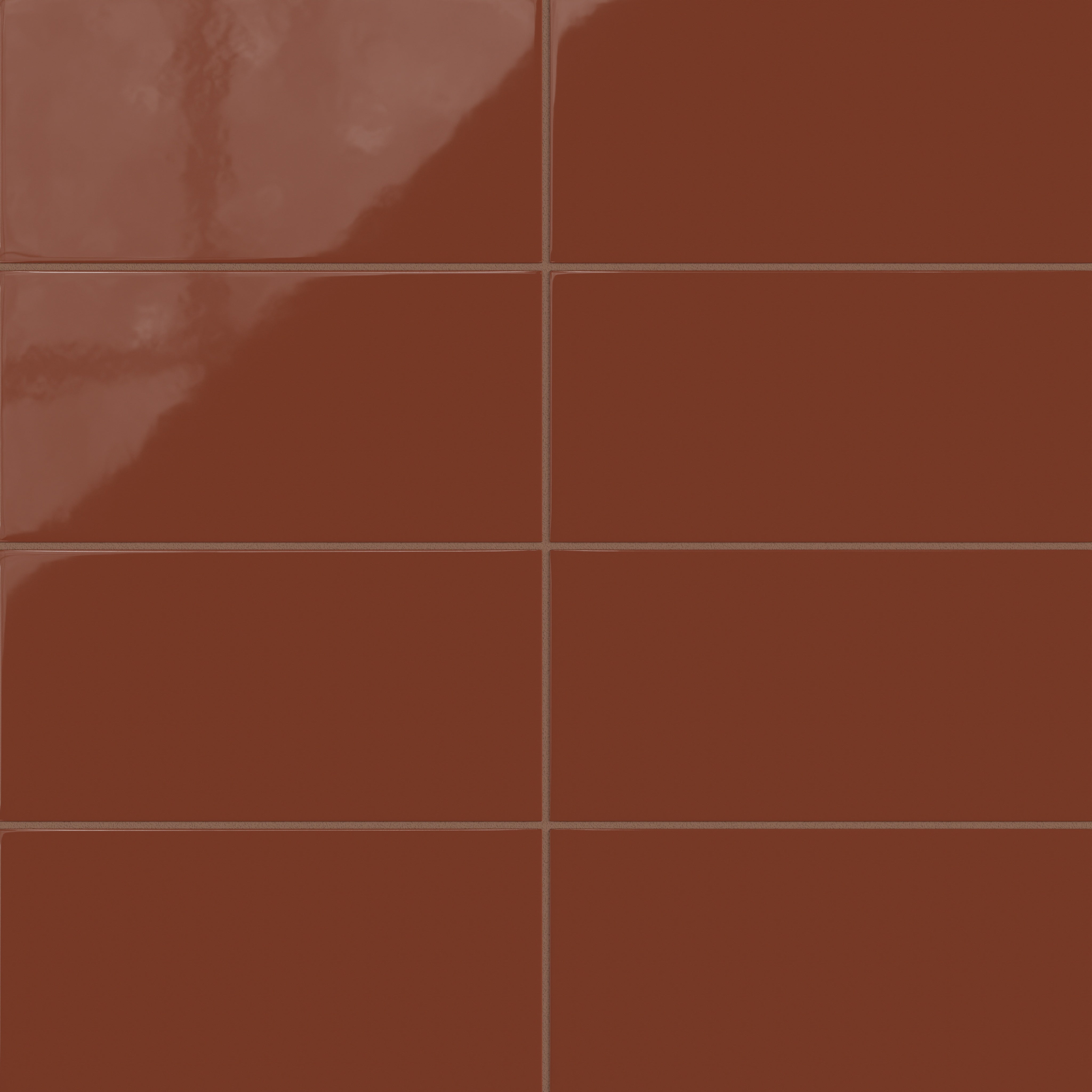 6x12 Natural Press Ceramic Tile in Red Iron Oxide Gloss