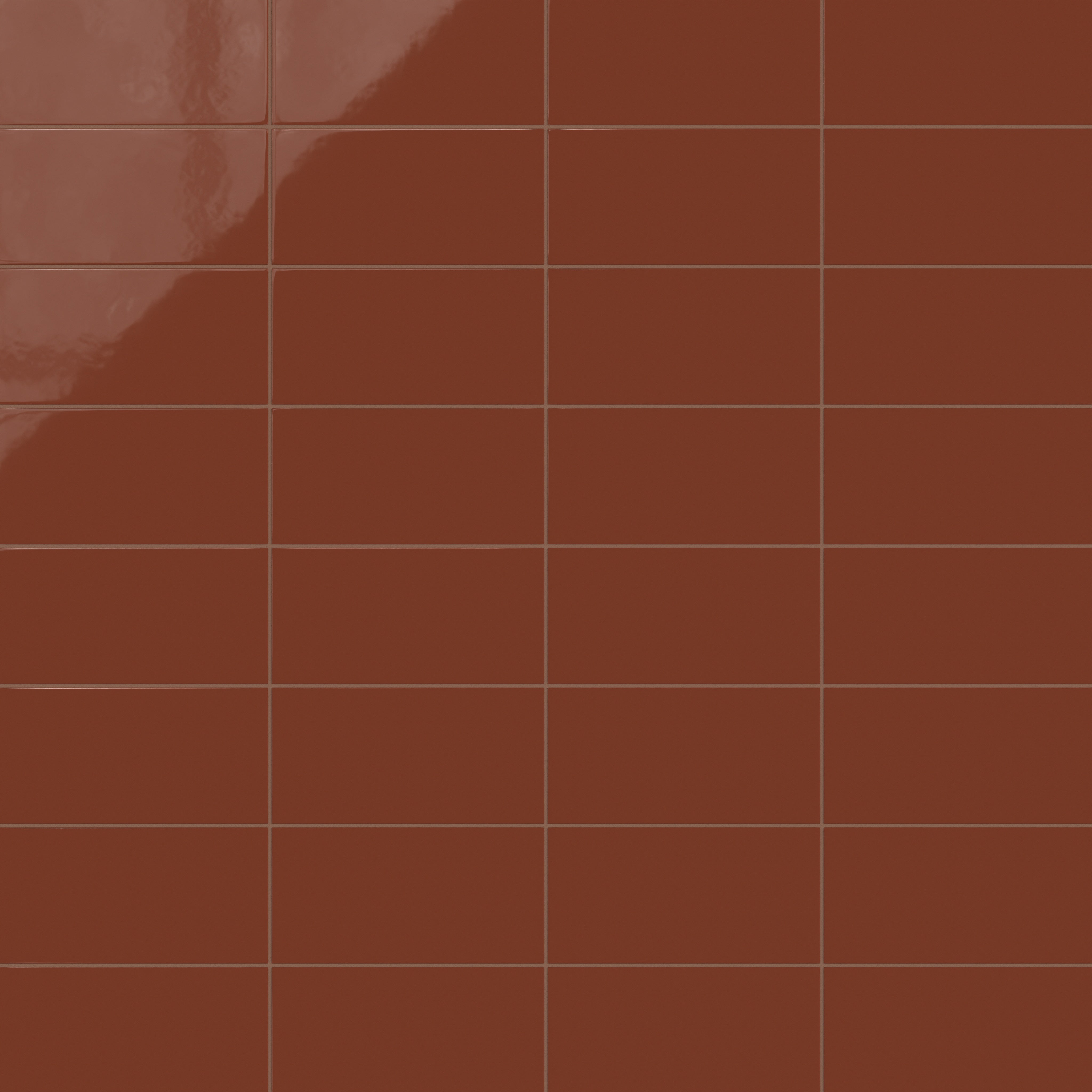6x12 Natural Press Ceramic Tile in Red Iron Oxide Gloss