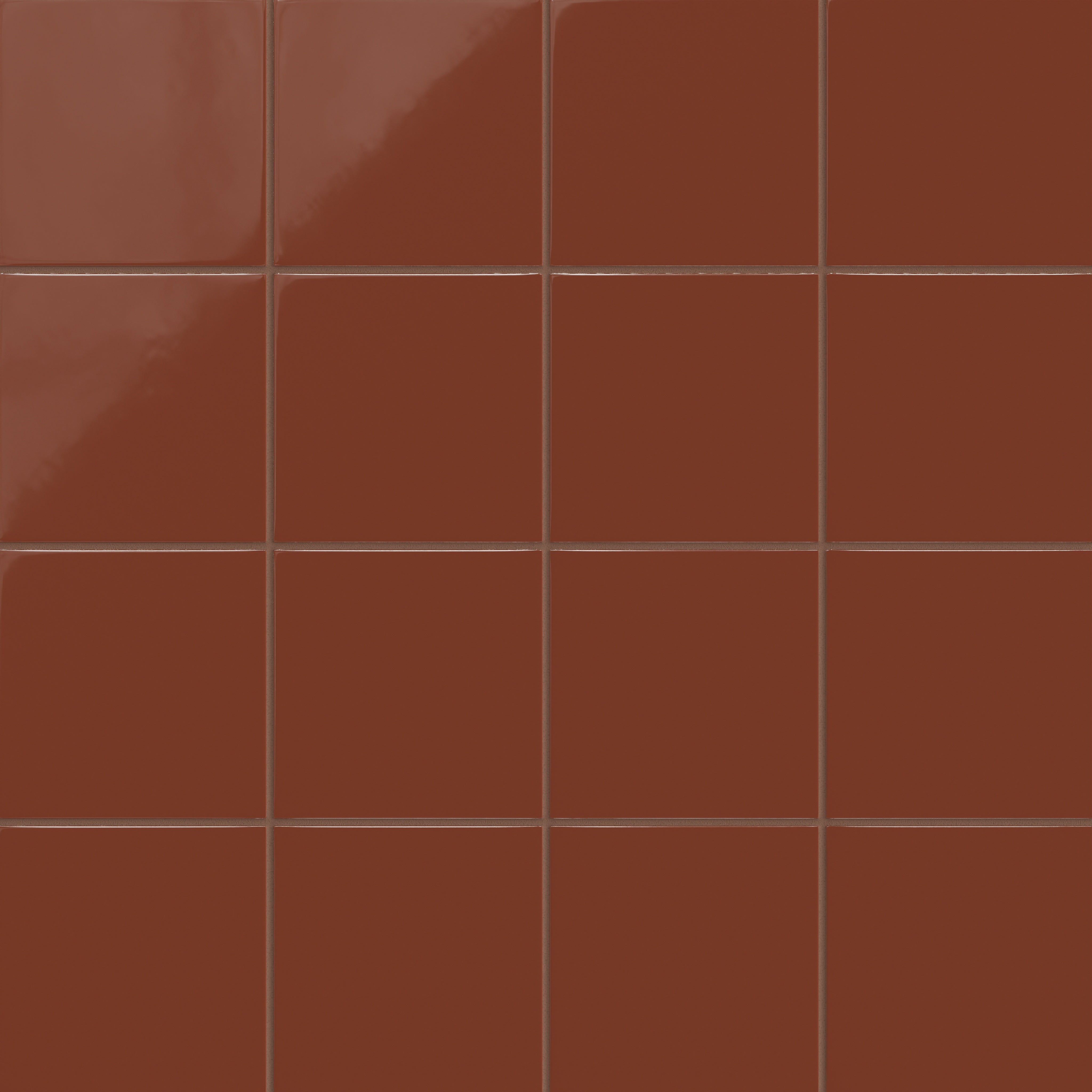 6x6 Natural Press Ceramic Tile in Red Iron Oxide Gloss