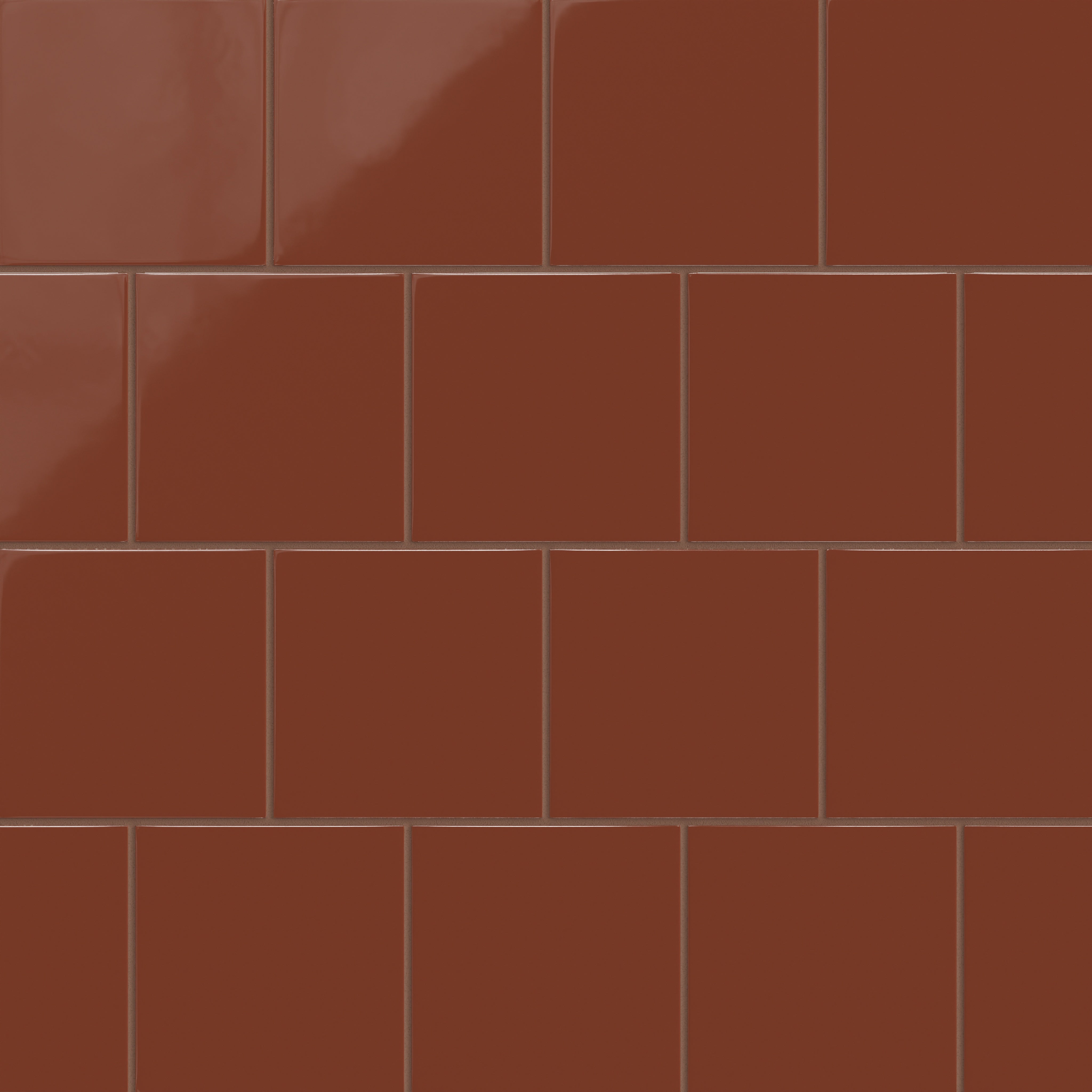 6x6 Natural Press Ceramic Tile in Red Iron Oxide Gloss