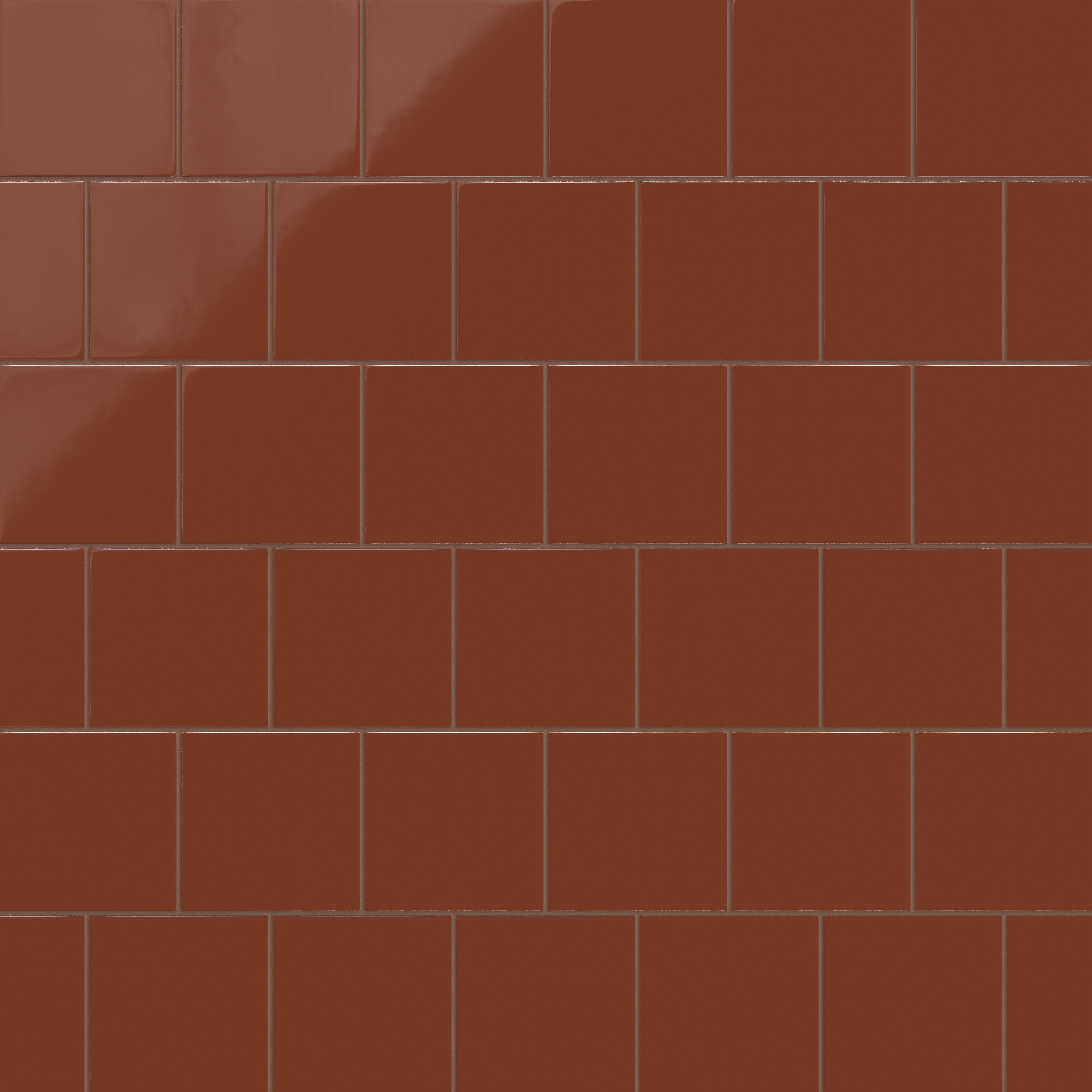 6x6 Natural Press Ceramic Tile in Red Iron Oxide Gloss