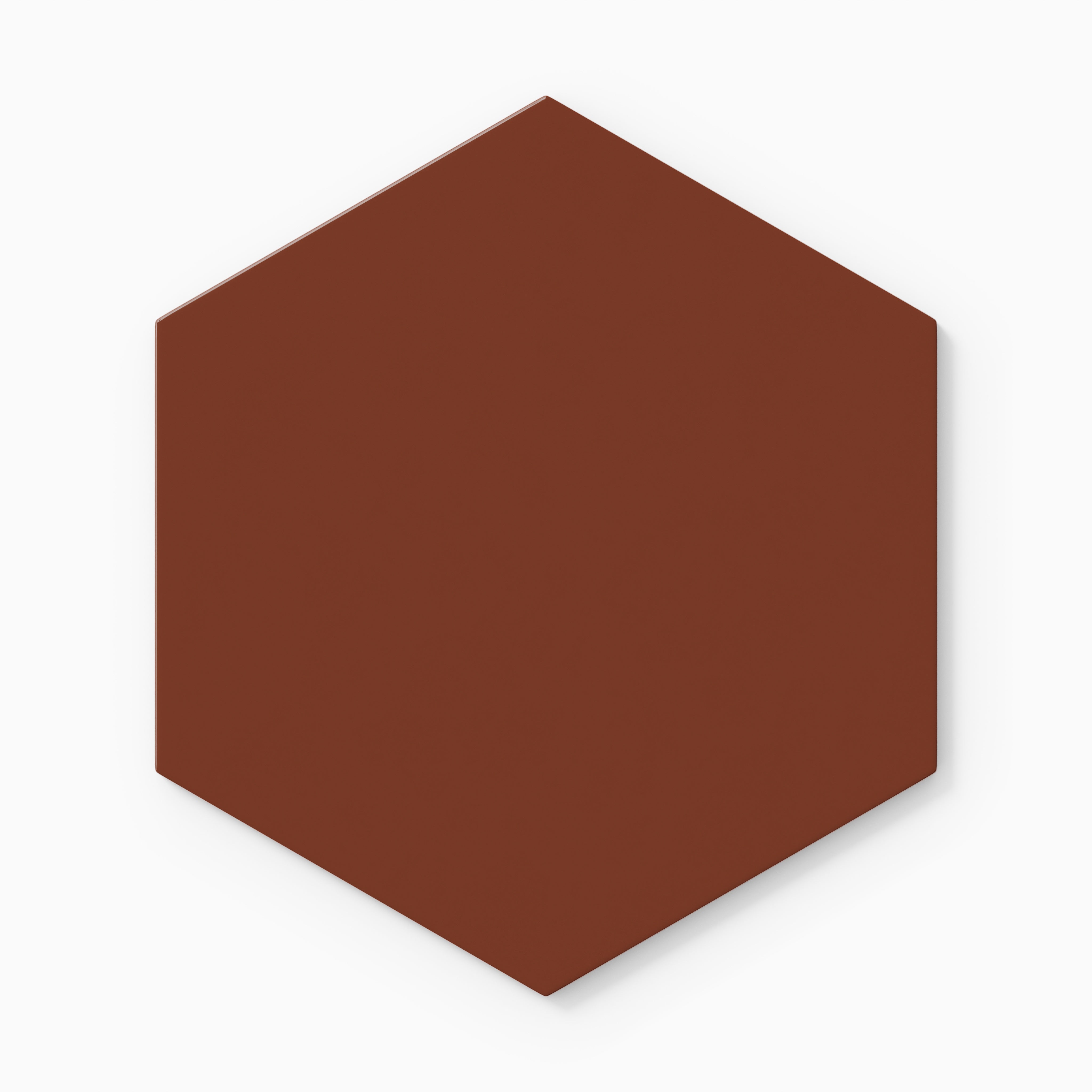 8" Hexagon Natural Press Ceramic Tile in Red Iron Oxide Gloss