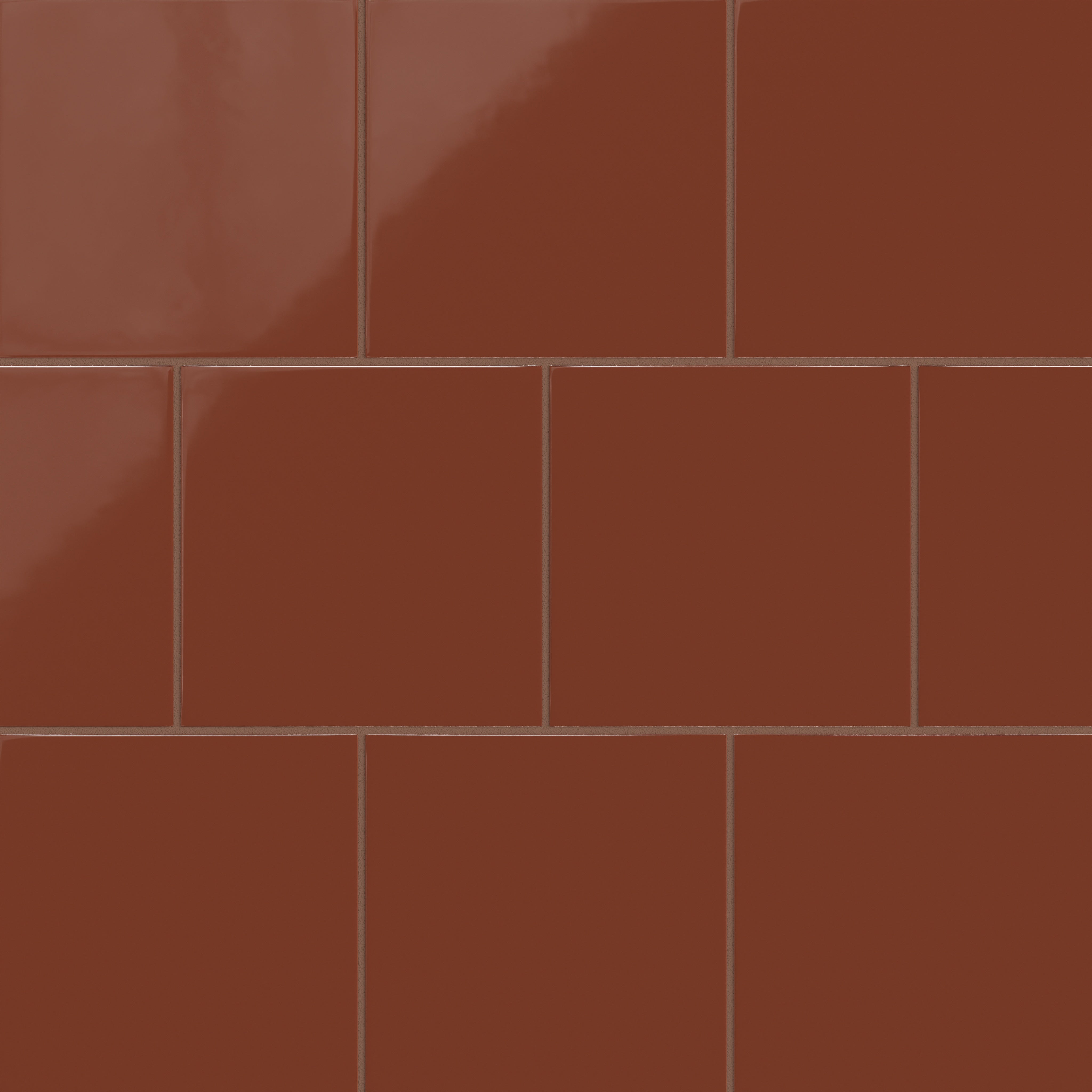 8x8 Natural Press Ceramic Tile in Red Iron Oxide Gloss