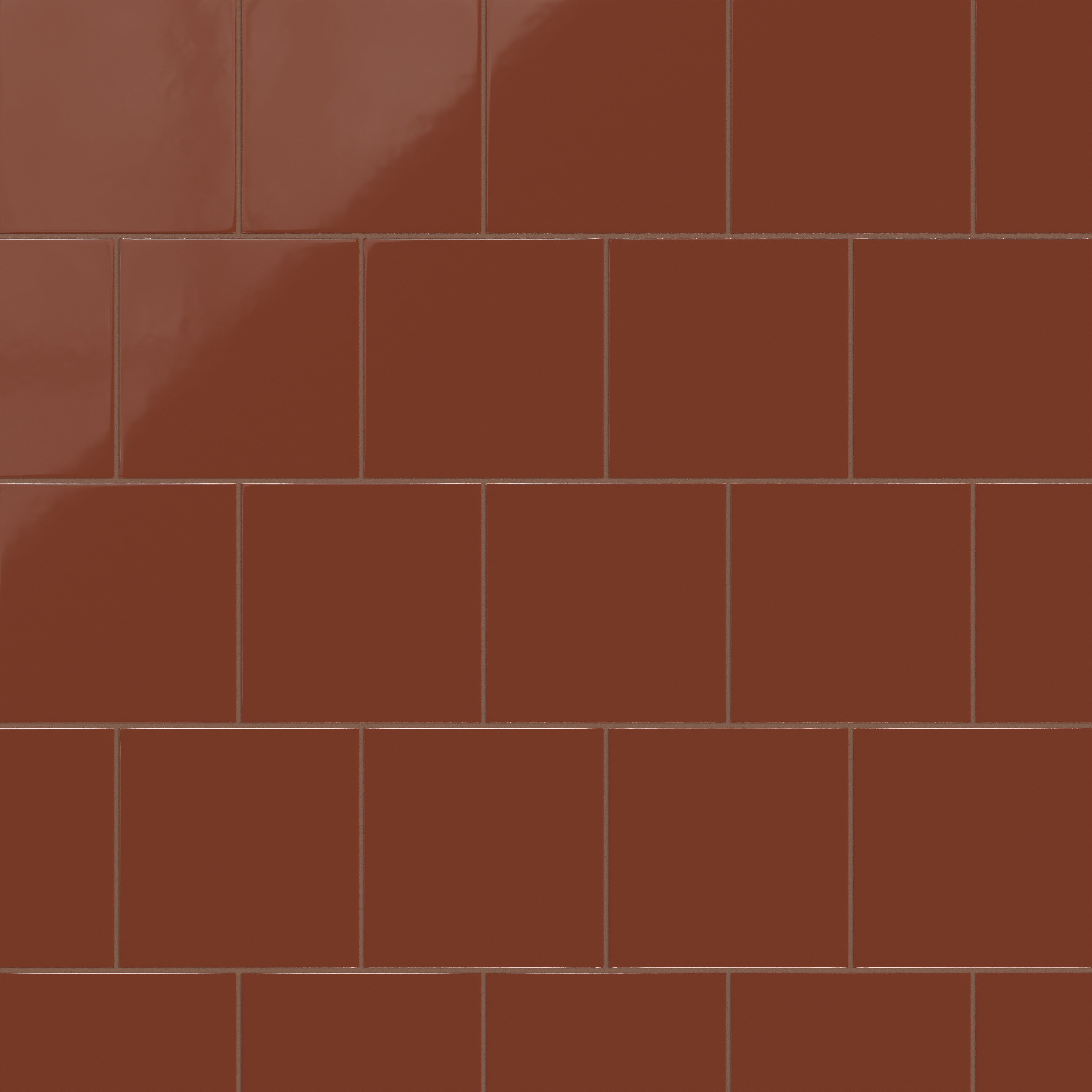 8x8 Natural Press Ceramic Tile in Red Iron Oxide Gloss