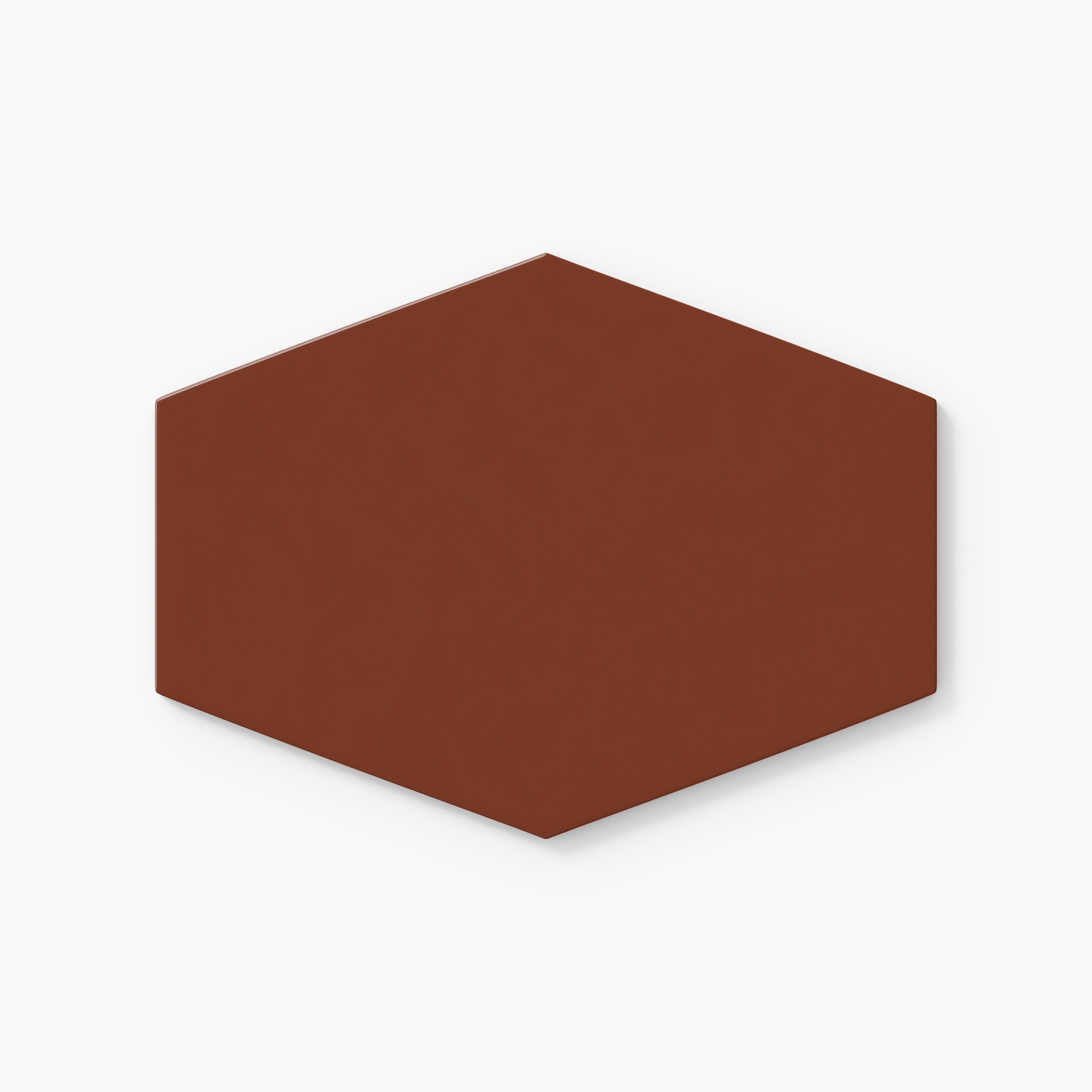 Elongated Hexagon Natural Press Ceramic Tile in Red Iron Oxide Gloss