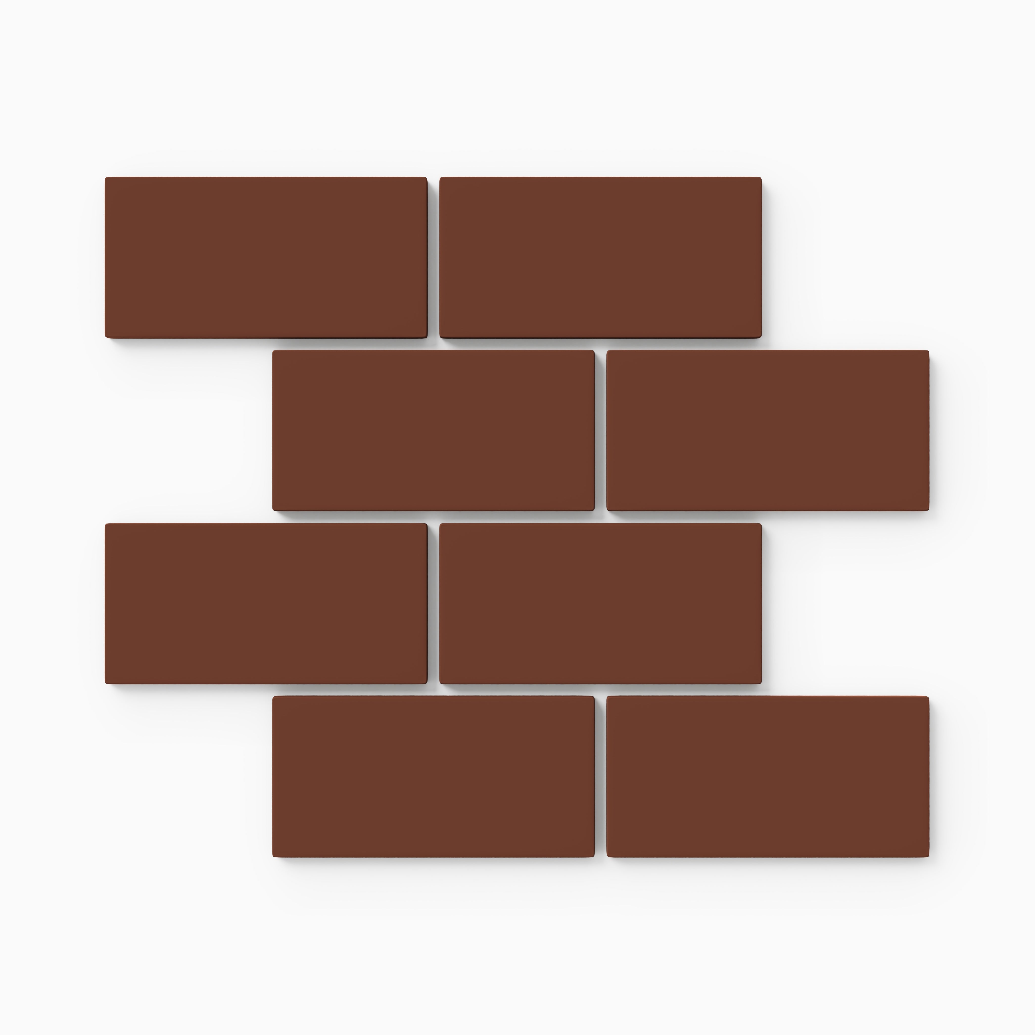 2x4 Half Offset Sheeted Natural Press Ceramic Mosaic Tile in Red Iron Oxide Matte