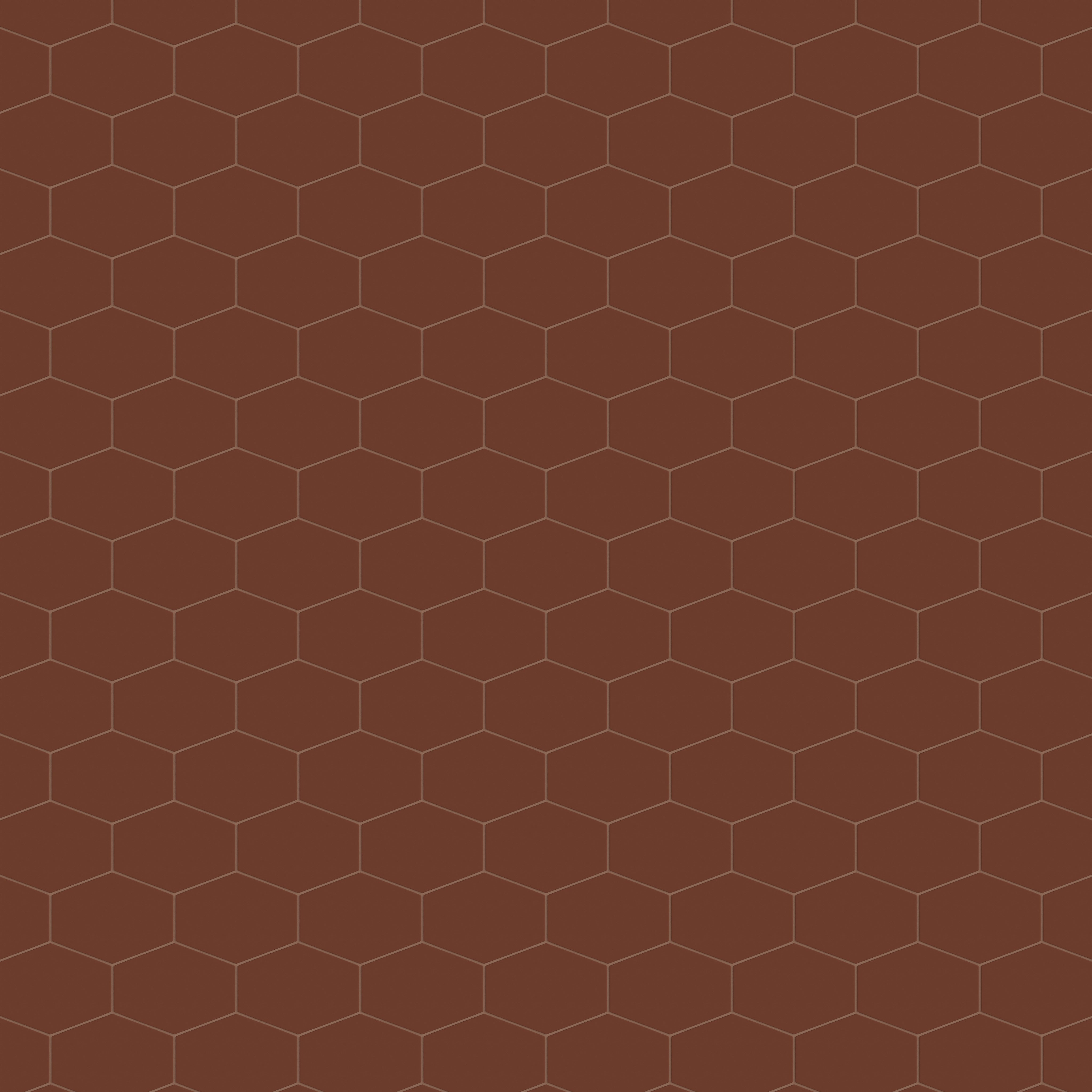 Elongated Hexagon Natural Press Ceramic Tile in Red Iron Oxide Matte