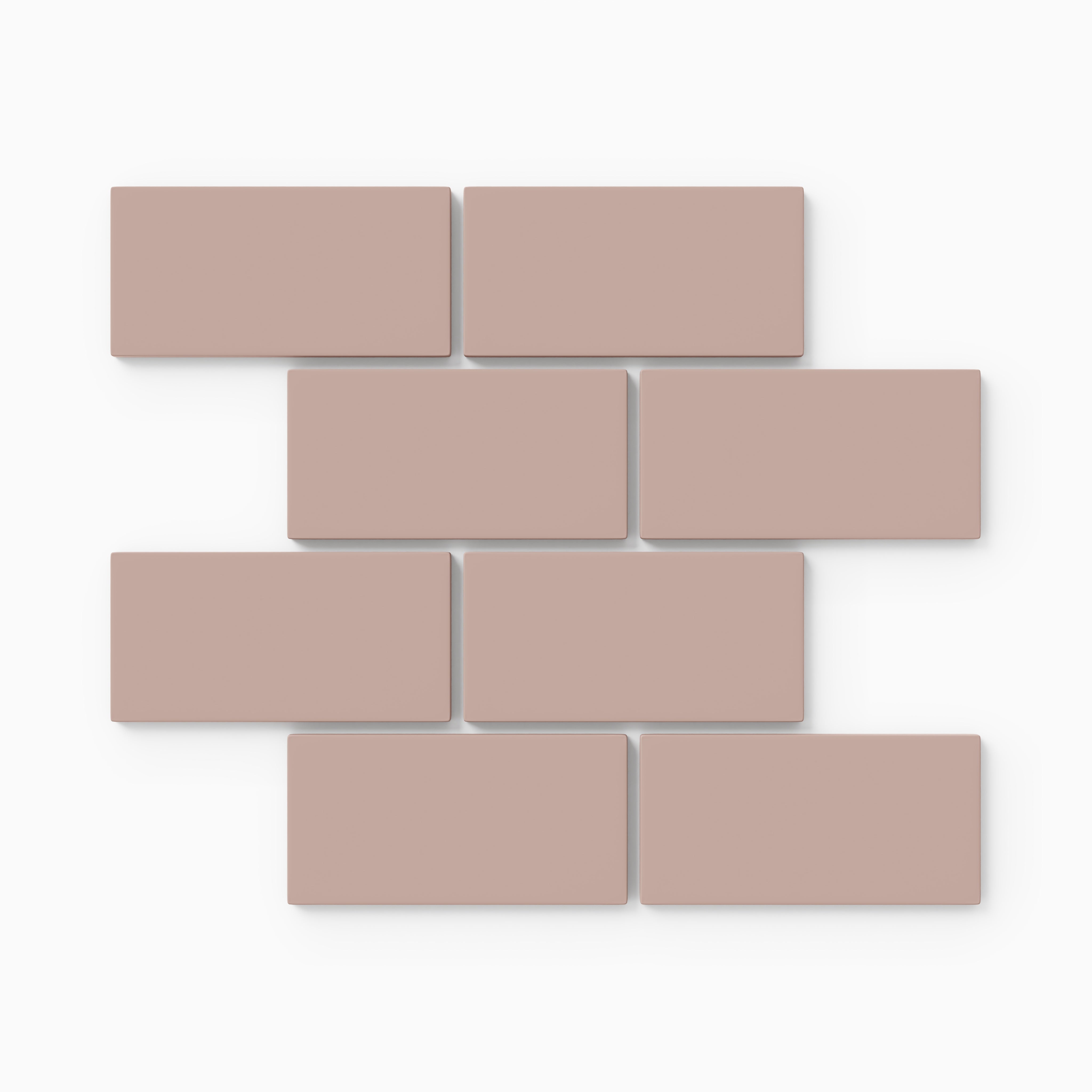 2x4 Half Offset Sheeted Natural Press Ceramic Mosaic Tile in Red Jasper Matte