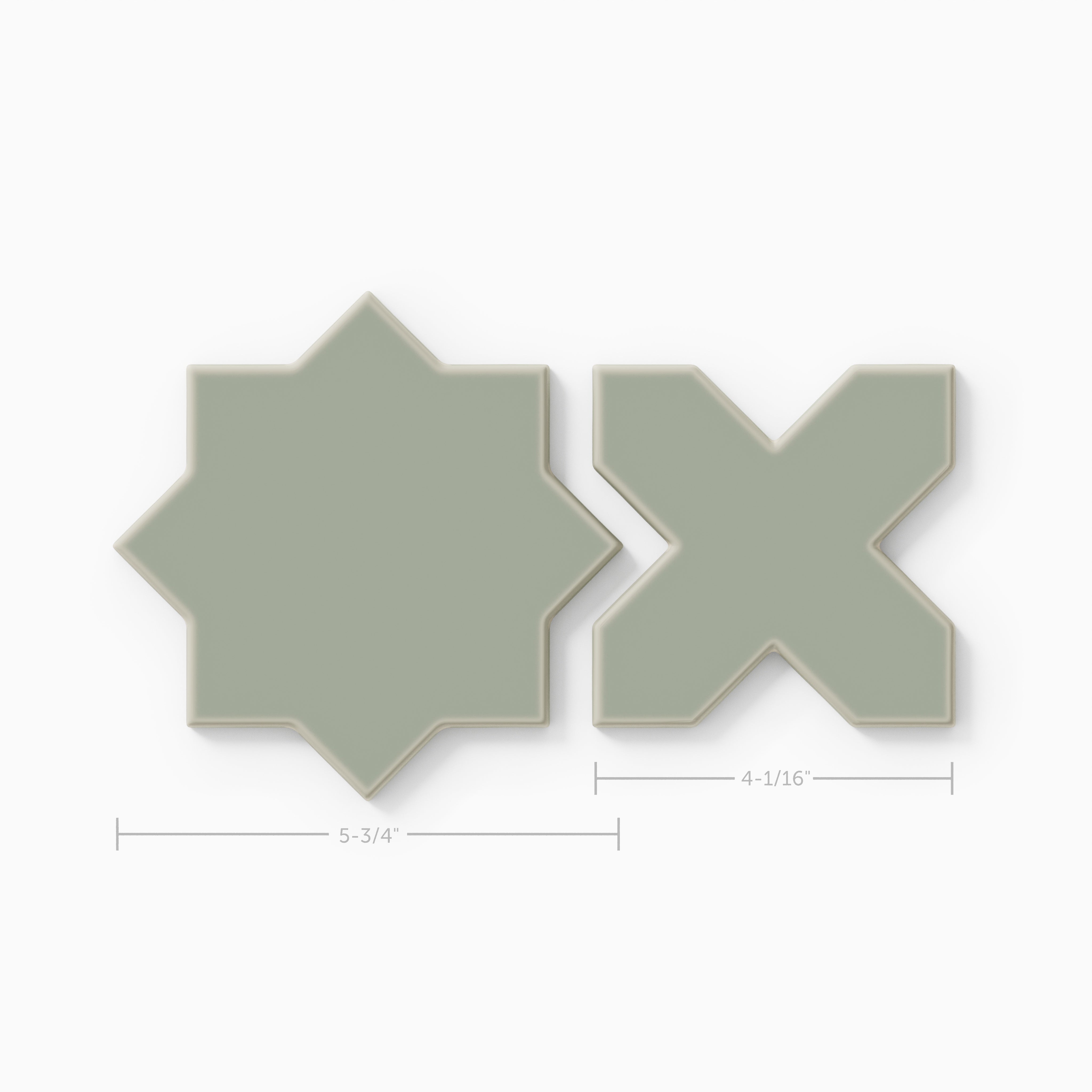 Mini Star & Cross Original Ceramic Tile in Rosemary Matte