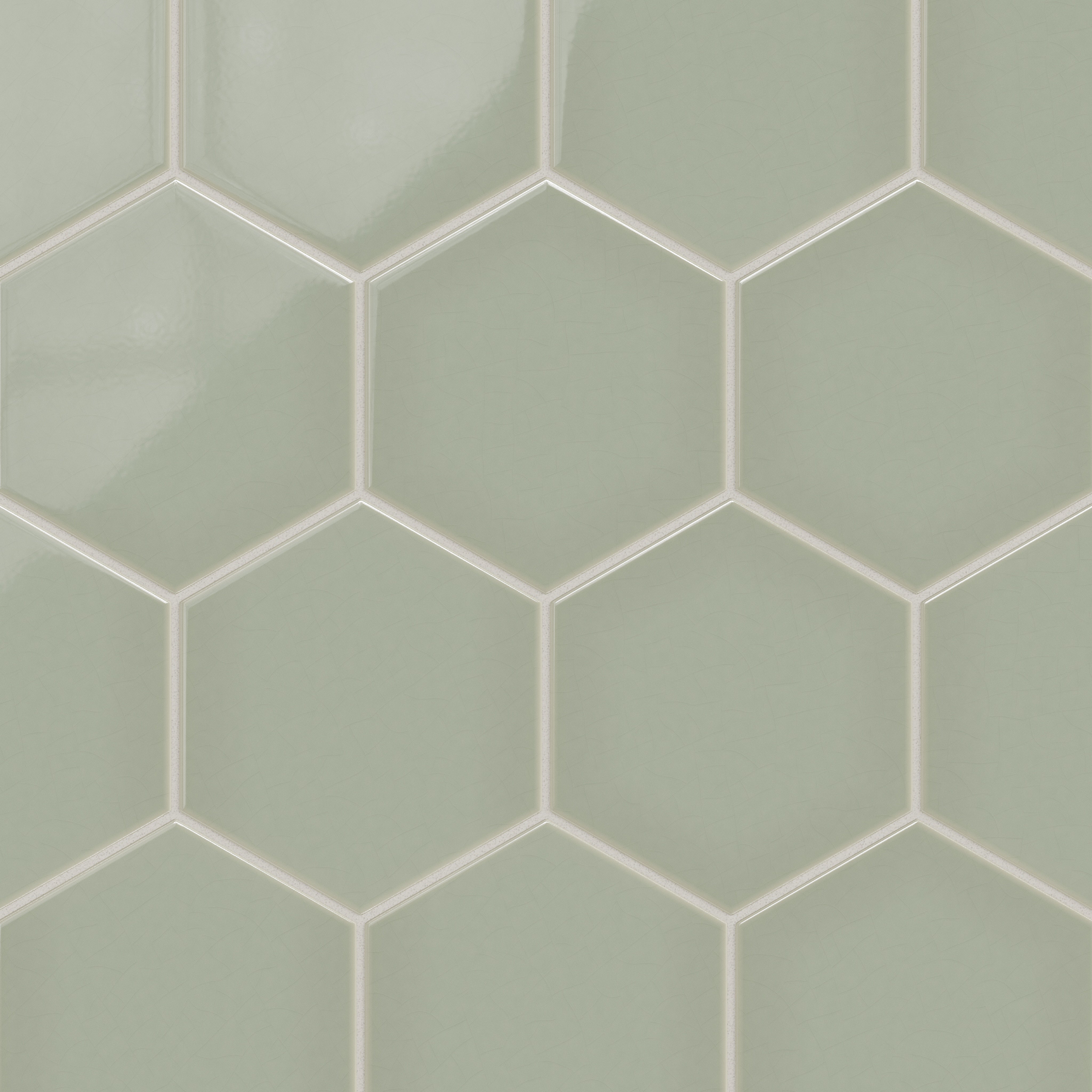 8" Hexagon Original Ceramic Tile in Rosemary Gloss