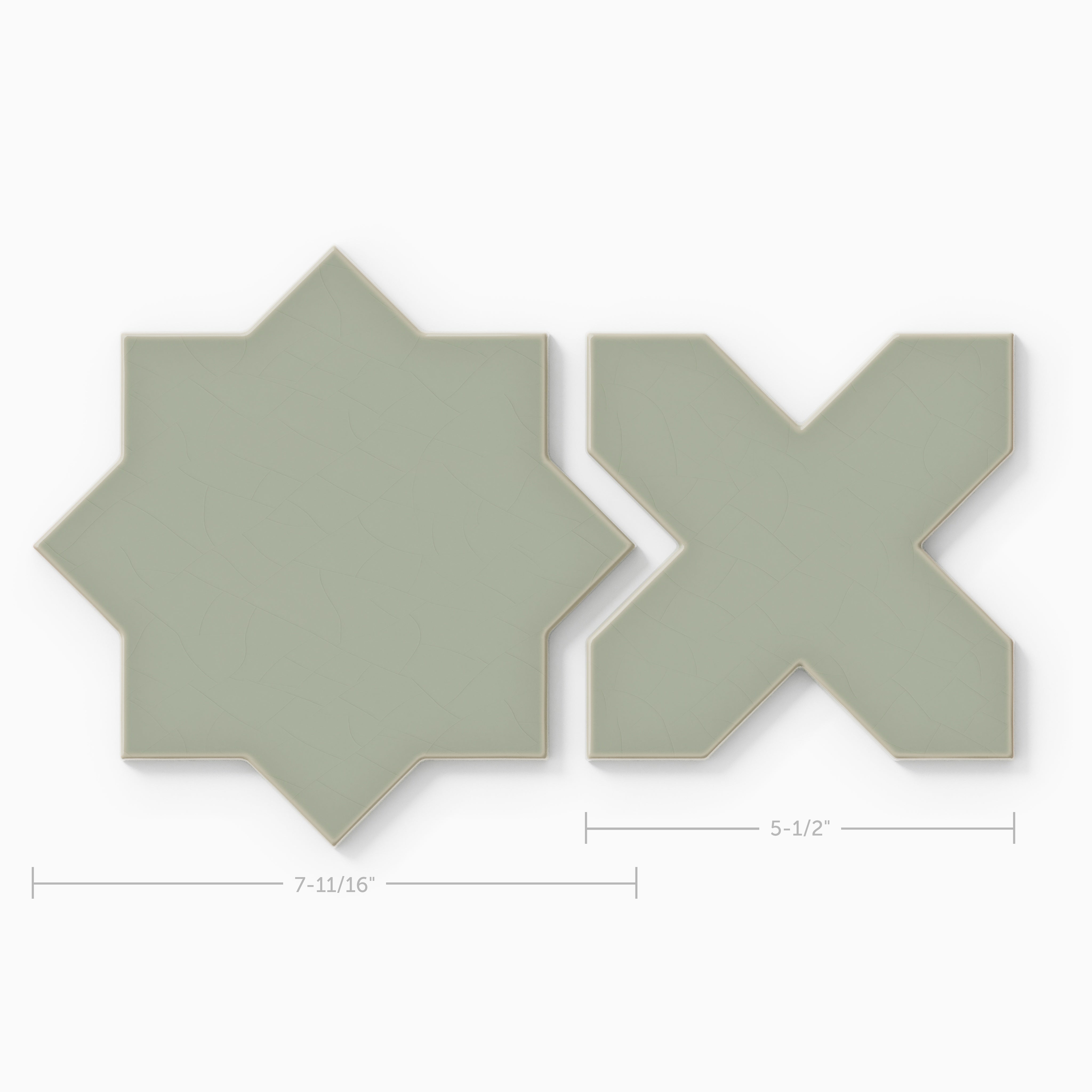 Star & Cross Original Ceramic Tile in Rosemary Gloss