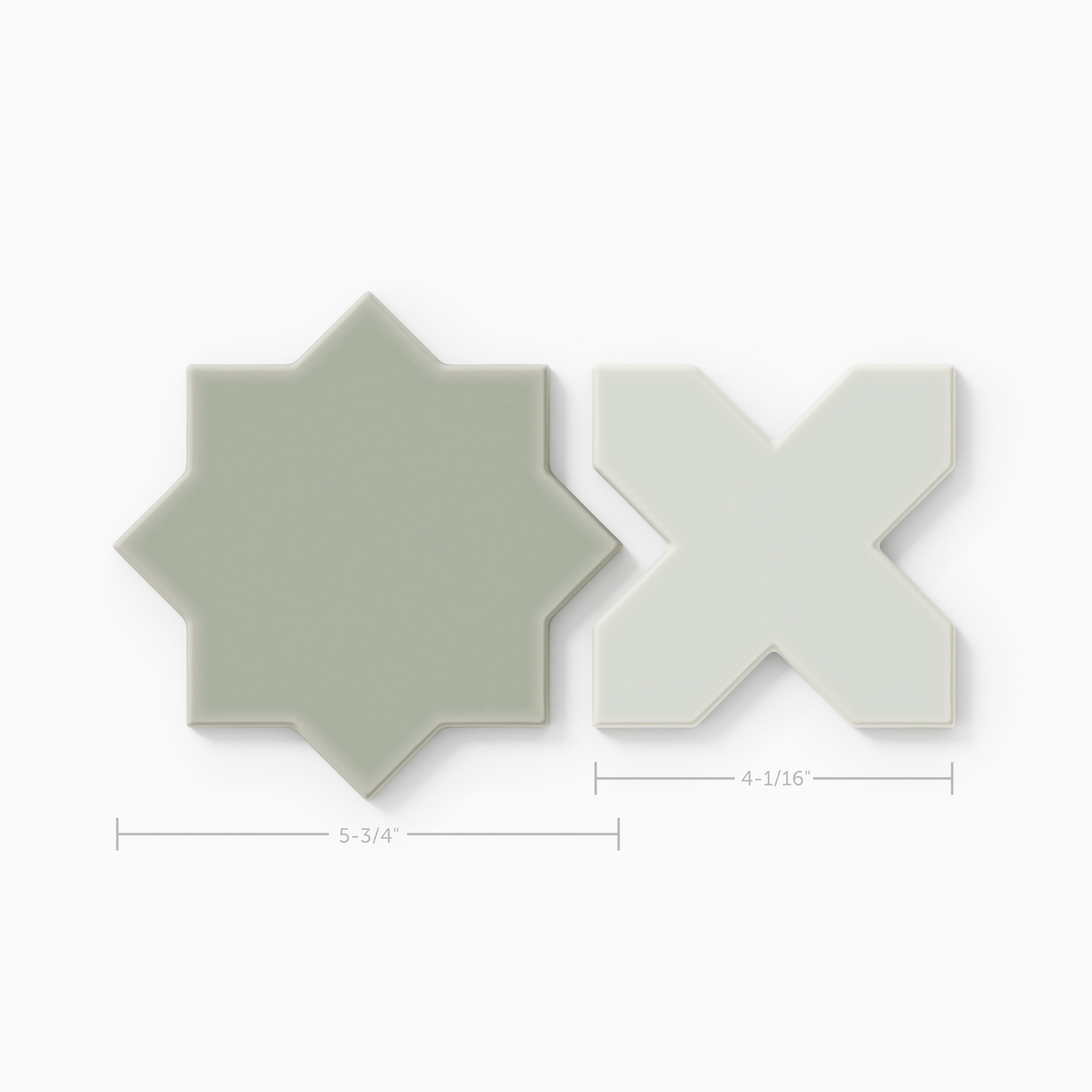 Rosemary & Overcast Mini Star & Cross Matte Original Ceramic Tile
