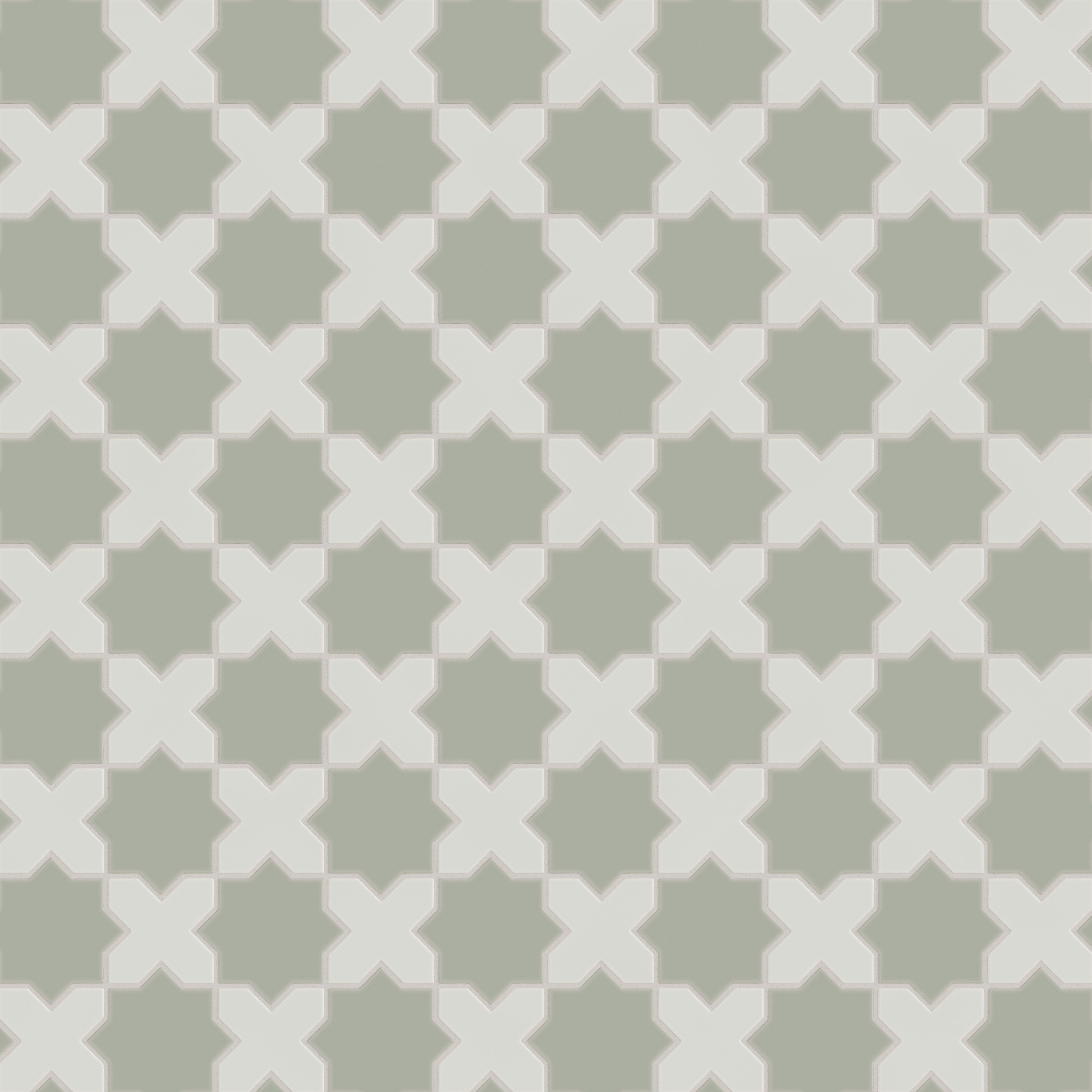Mini Star & Cross Original Ceramic Tile in Rosemary Matte & Overcast Matte